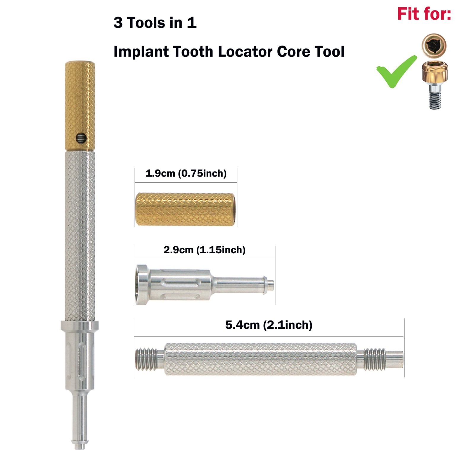 US Zimmer TSV 3.5 Tapered Screw-Vent 1mm GH Implant Overdenture Locator Abutment