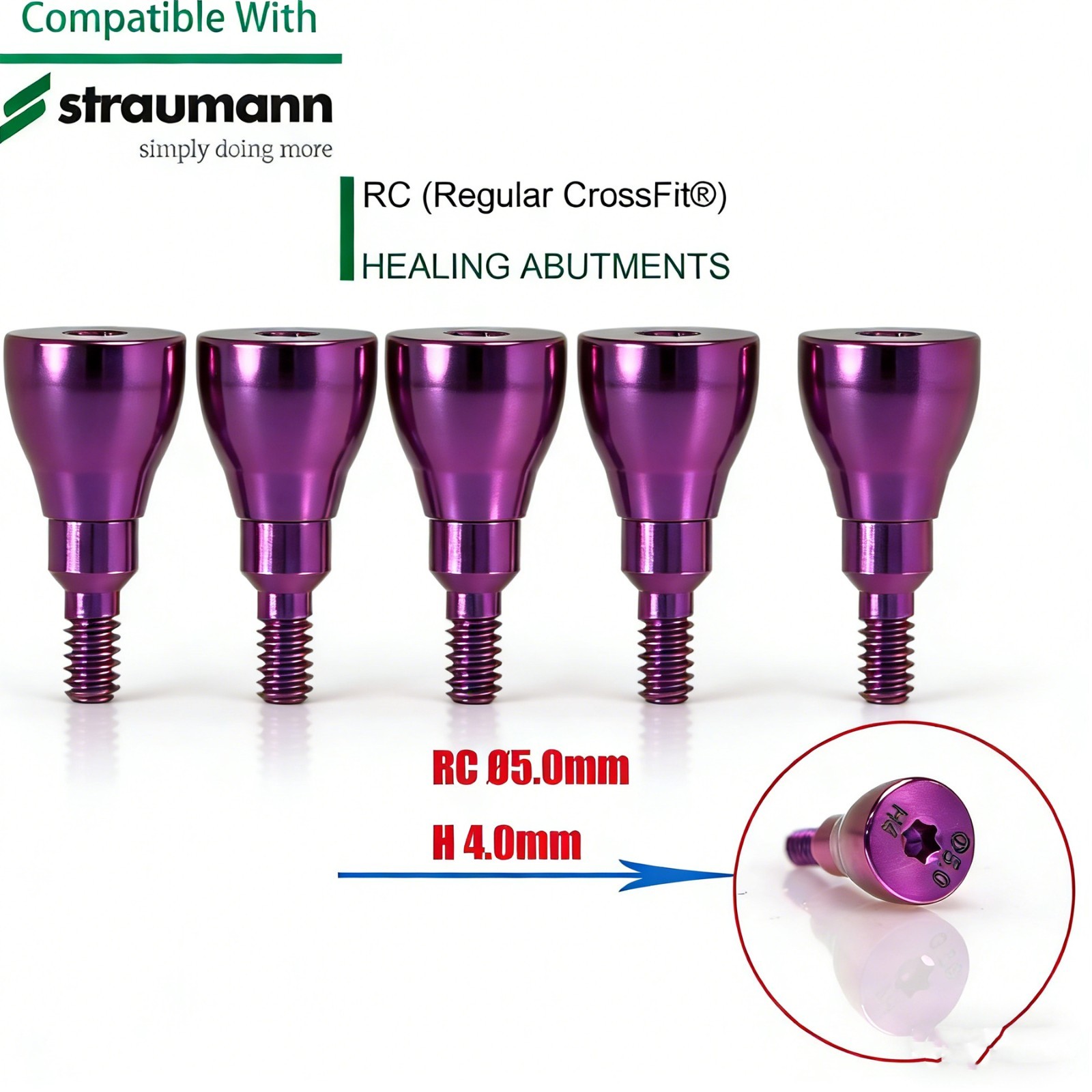 Straumann RC Healing Abutment & Closure Screw BLT Bone Level Titanium 5pcs/set