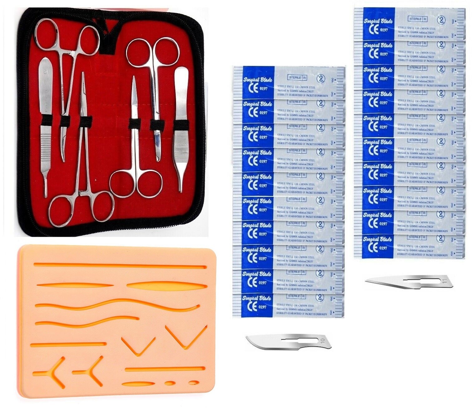 Suture Practice Kit Complete Suture Training Kit With Silicone Pad 27 Pcs