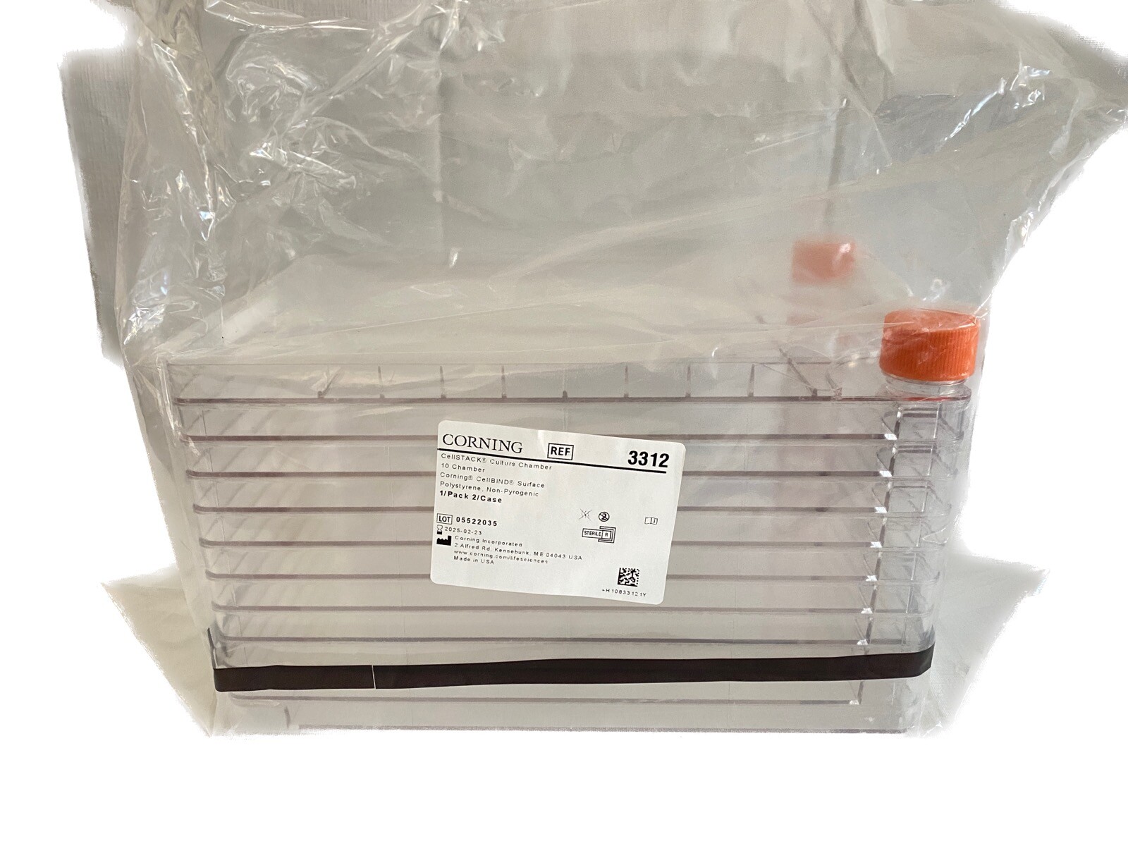 (1/Pk) CORNING CellBIND PS CellStack Culture Chamber 10-Chamber w/Vent Caps 3312