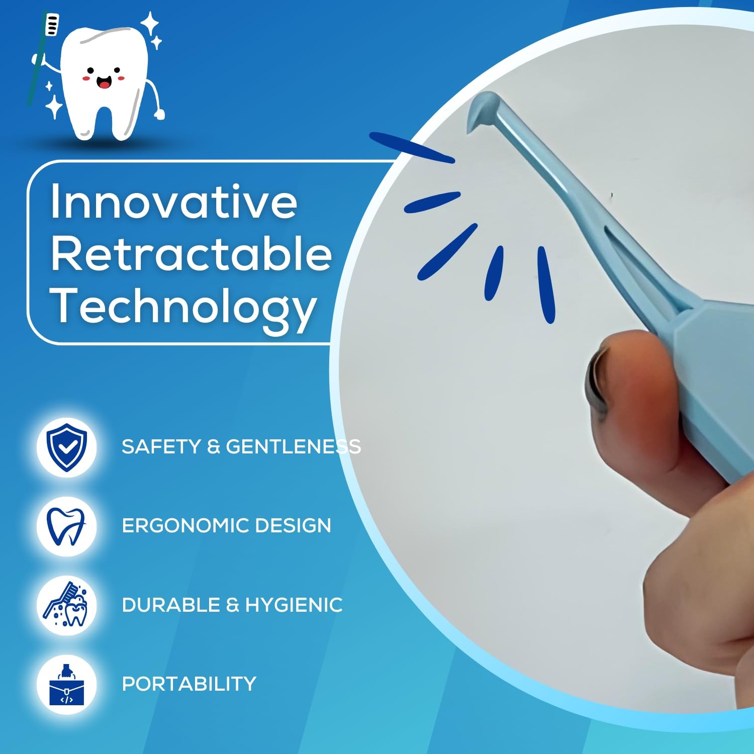 AlignerOff Retractable Aligner Removal Tool – Hygienic Clear Small, Blue