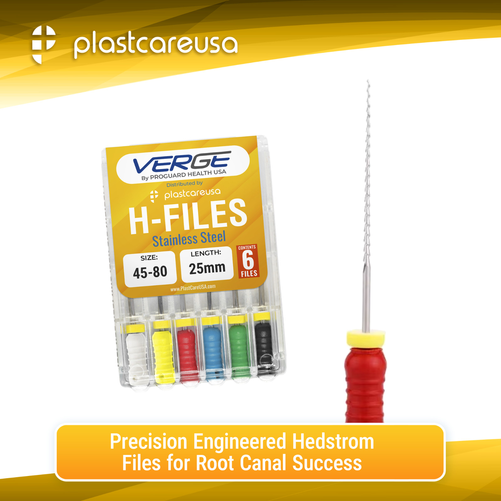 Dental H Files Size 10 25mm Stainless Steel Endodontic Hedstrom Hand Root Canal