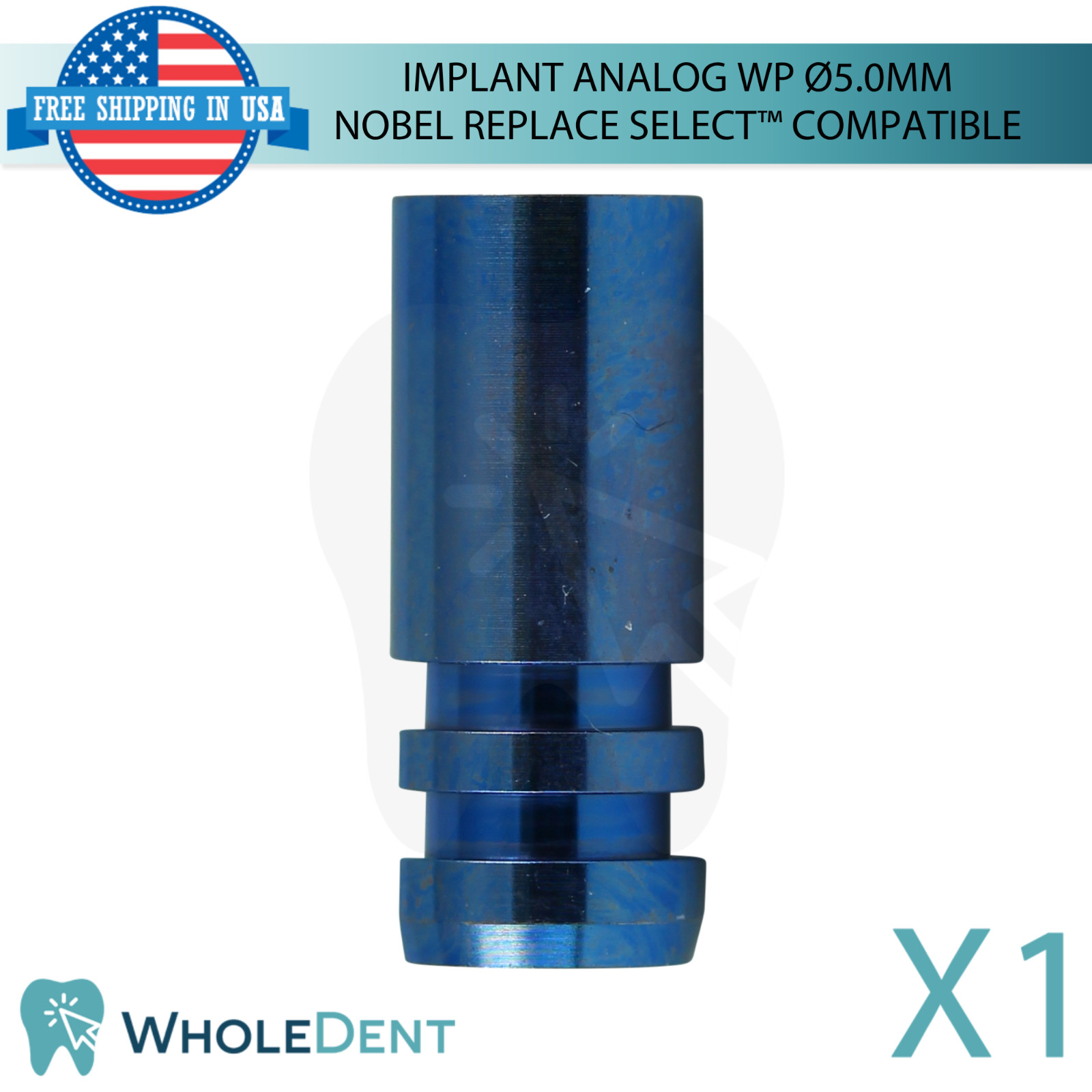 1x Dental Fixture Analog Ø5.0mm Wide Platform N0bel Replace Select™ Compatible
