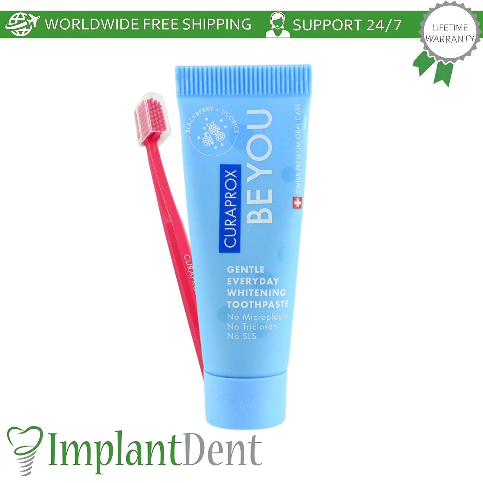 Dental 6 Flavor Whitening Toothpaste and Ultra Soft Toothbrush Pack Curaprox