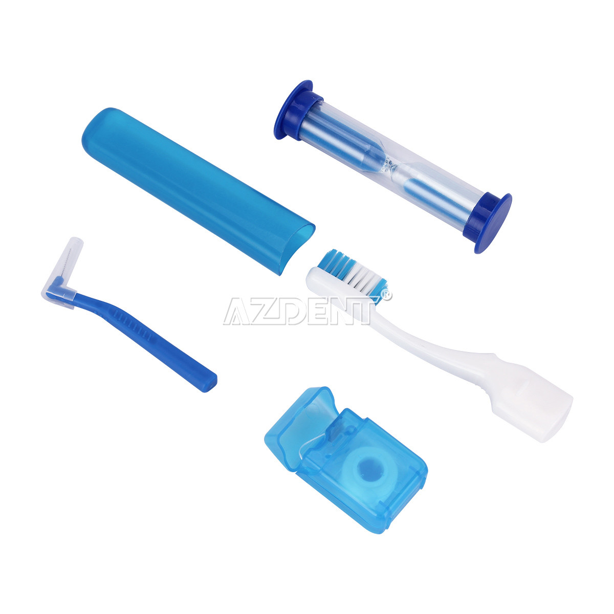 100 kits Ortho Dental Tooth brush Tie Interdental brush Floss Oral Care Kit Blue