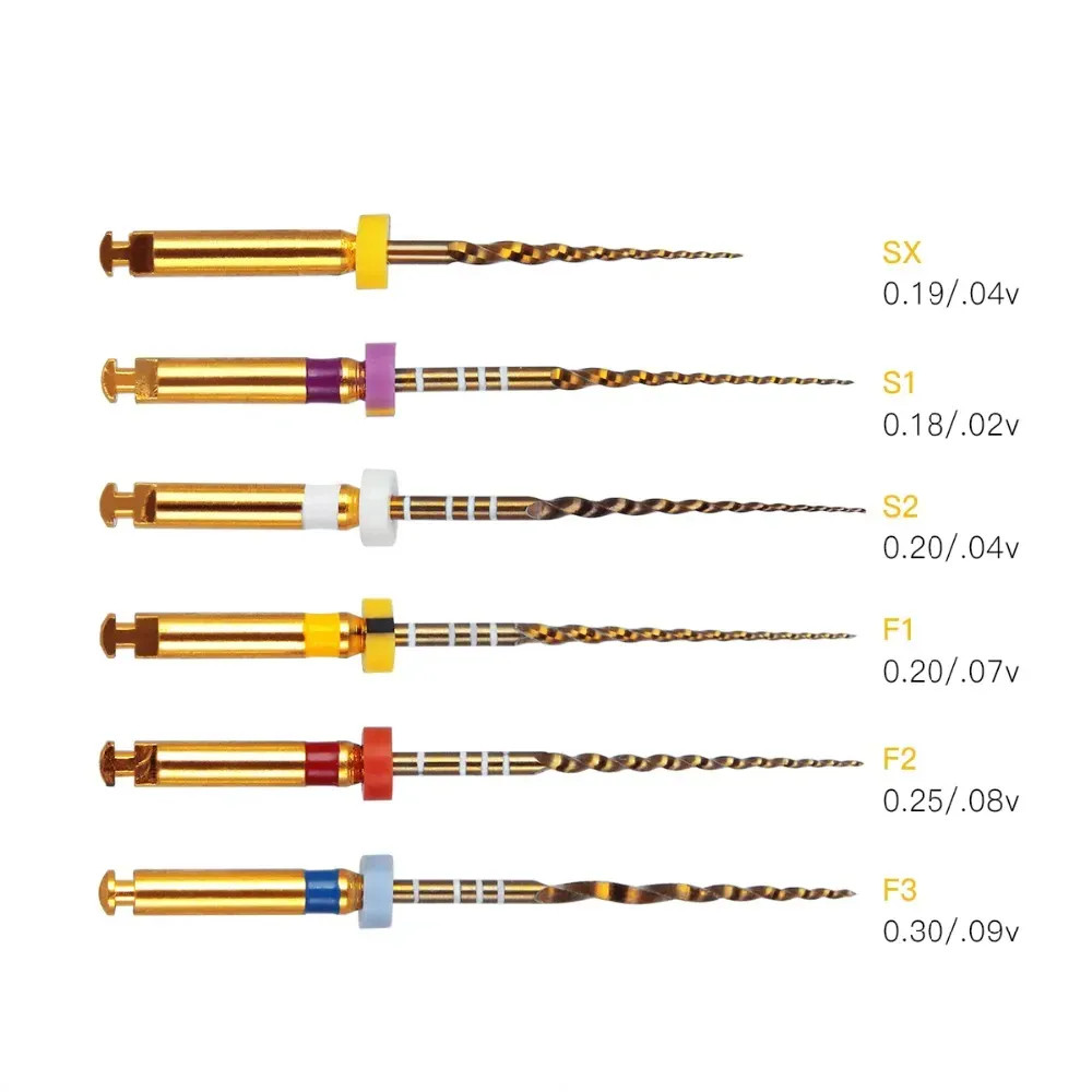 SuperEndo Gold-Flex Rotary Files Heat Activated Gold Rotary NiTi Files Pack of 6