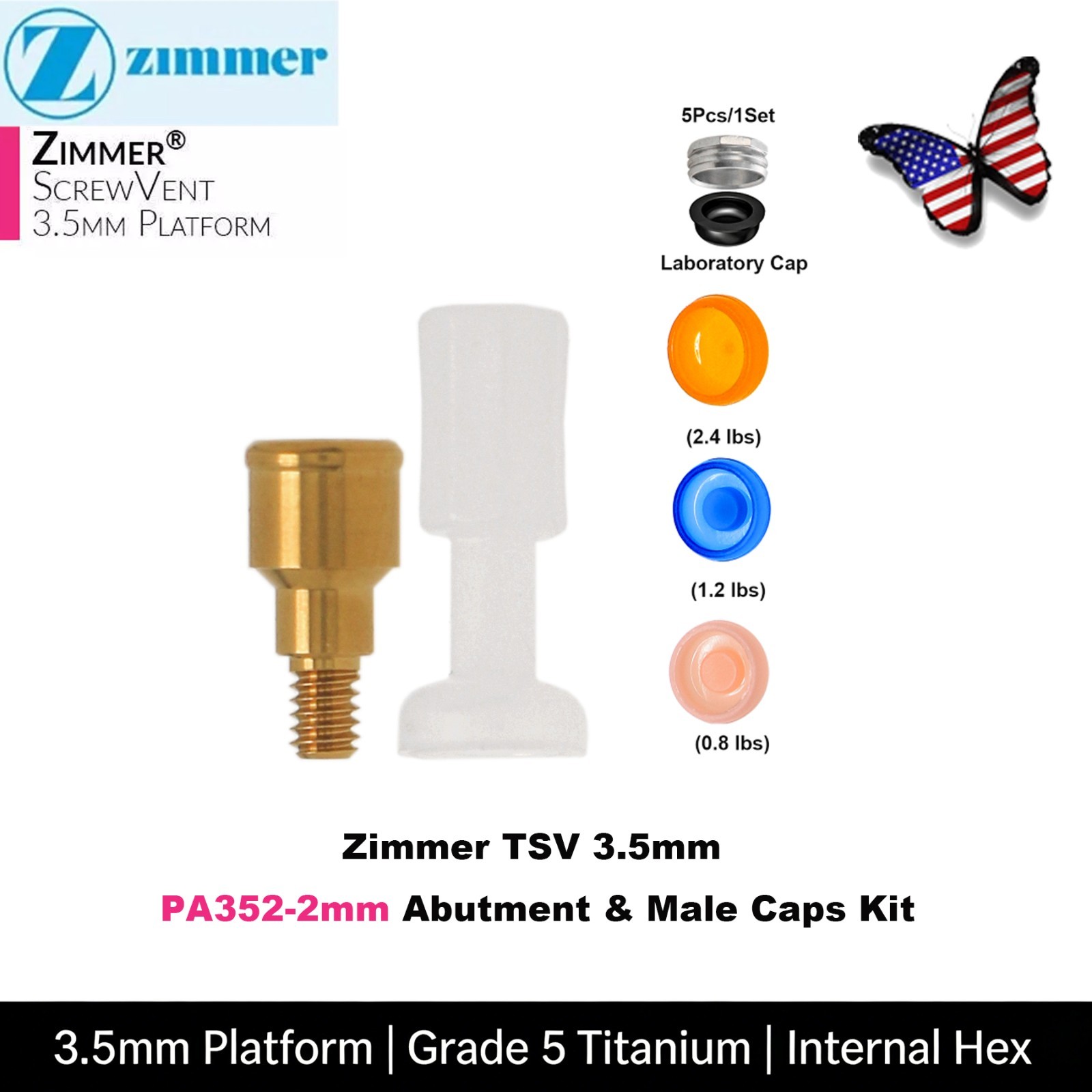 US Locator Overdenture Abutment Fit Zimmer Tapered TSV 3.5/4.5mm BEGO MIS Cortex