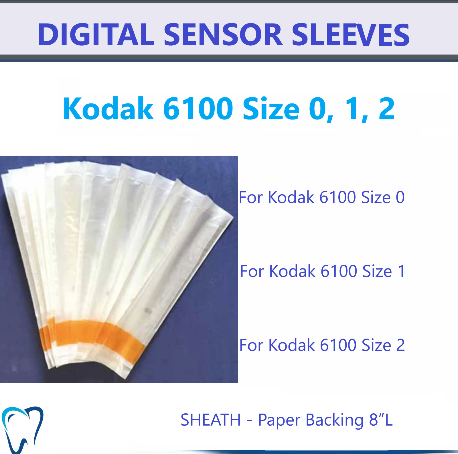 Dental Digital X-Ray Sensor Sleeve Sensor Cover For Kodak 6100 Size 0, 1, 2,