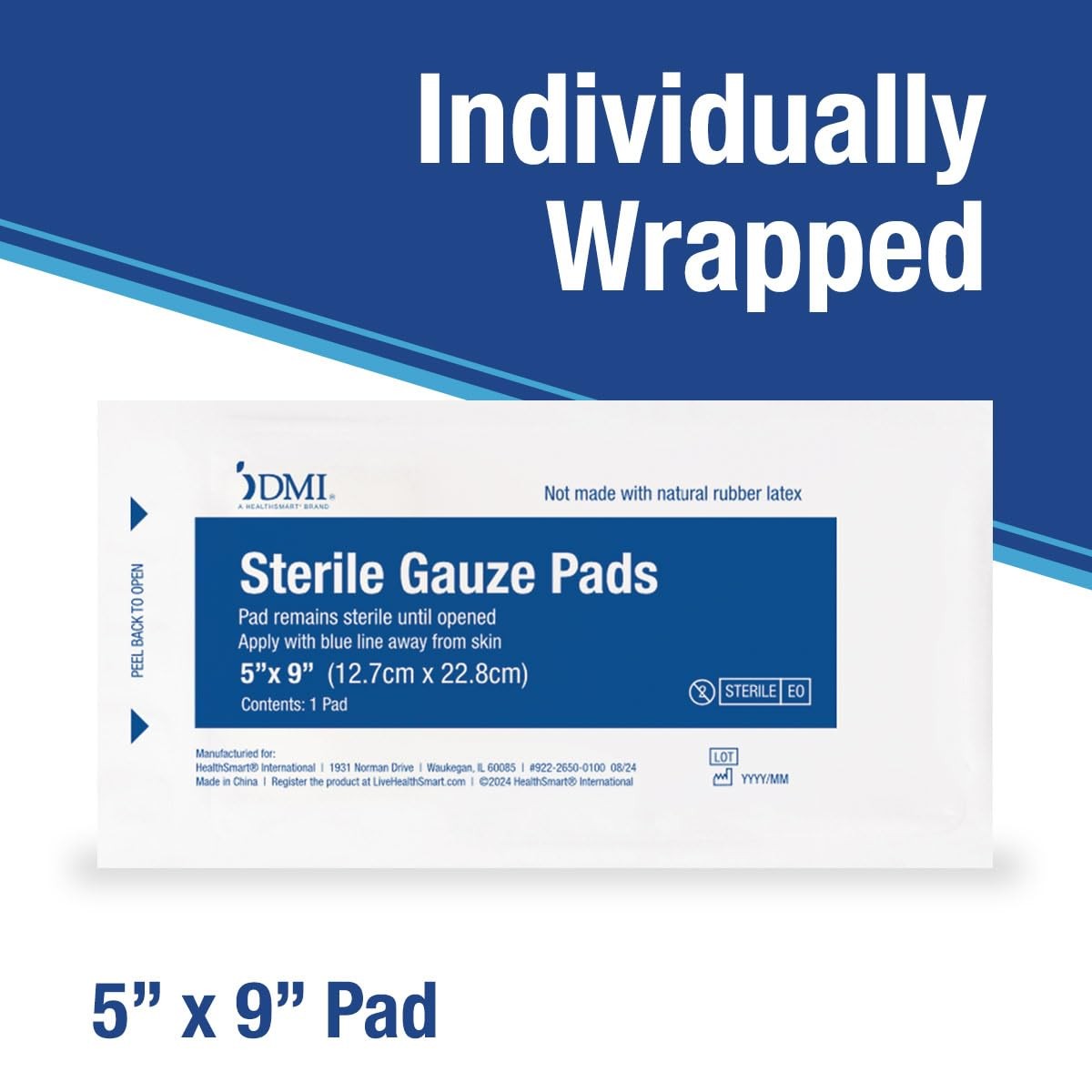 DMI Sterile 20 Pack Abd Abdominal Combine Pads 5×9 Non-Stick 5″ x 9″, White