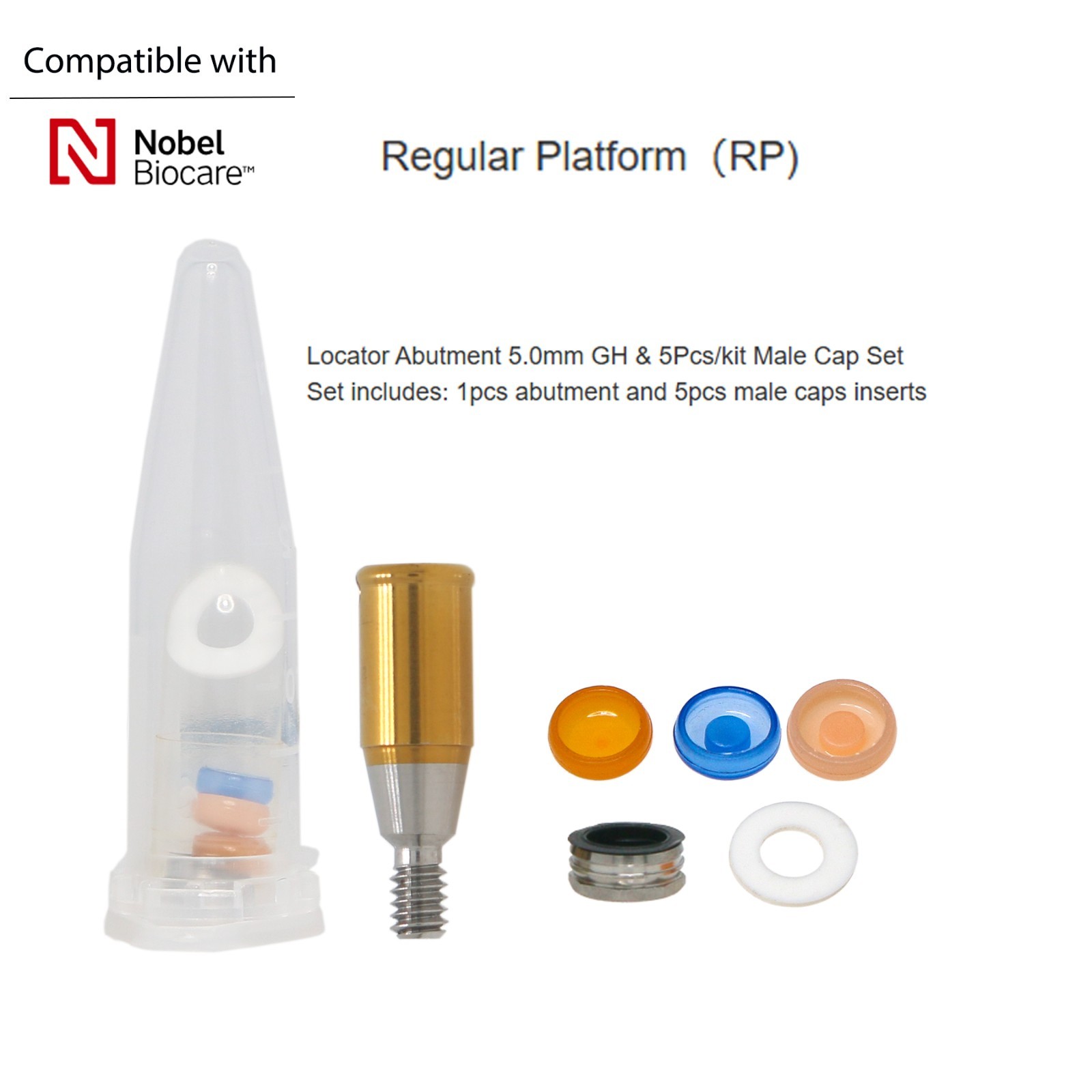 Overdenture Locator Abutment Interna Hex Conical Connection RP for Nobel Biocare