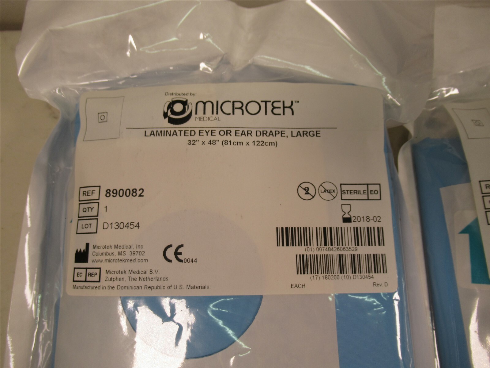 Lot of 2 Microtek Laminated Eye or Ear Drape Large 32″ x 48″ 890082