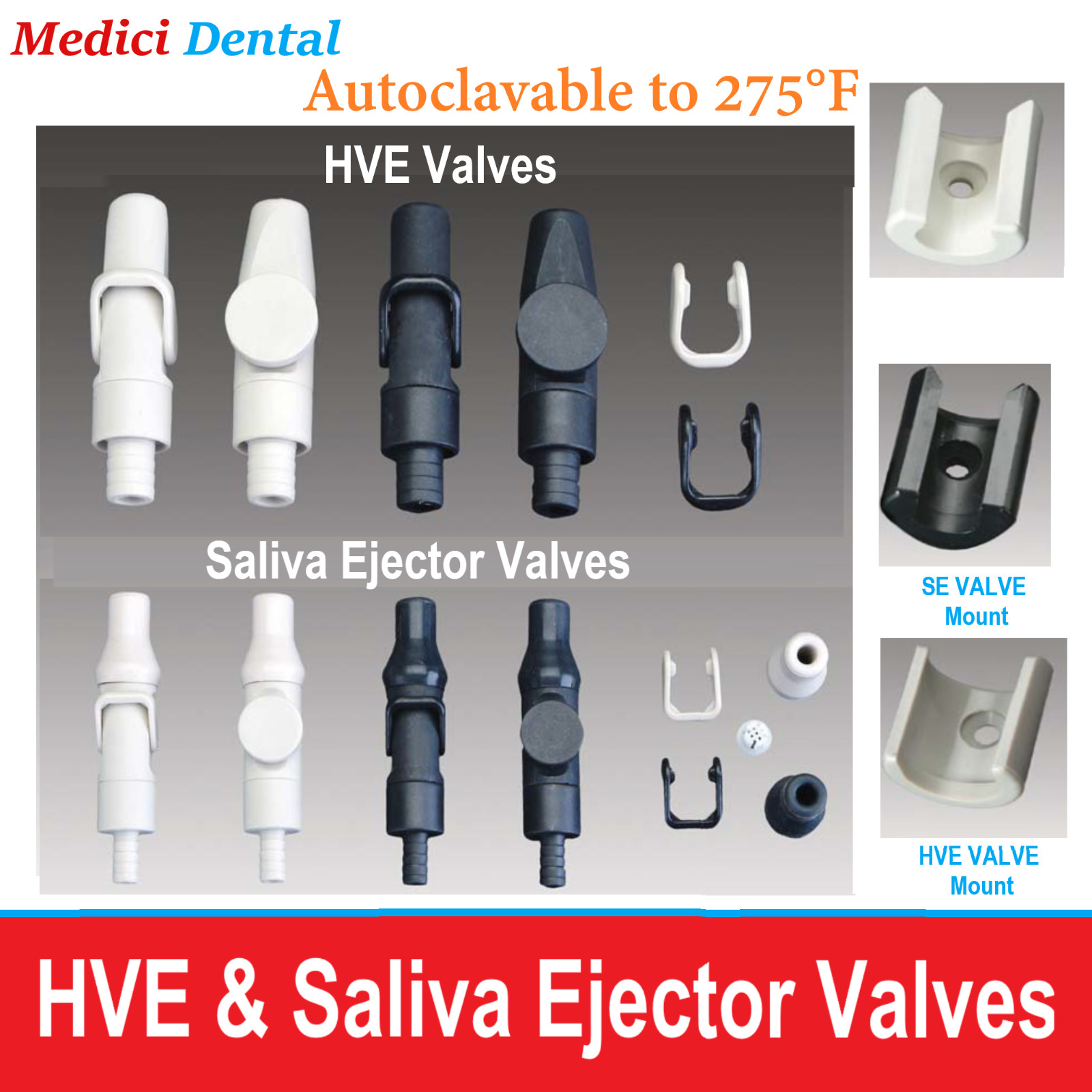Dental HVE Valve Lever, HVE Mount Holder, SE Valve Lever, A/W Mount, SE Traps