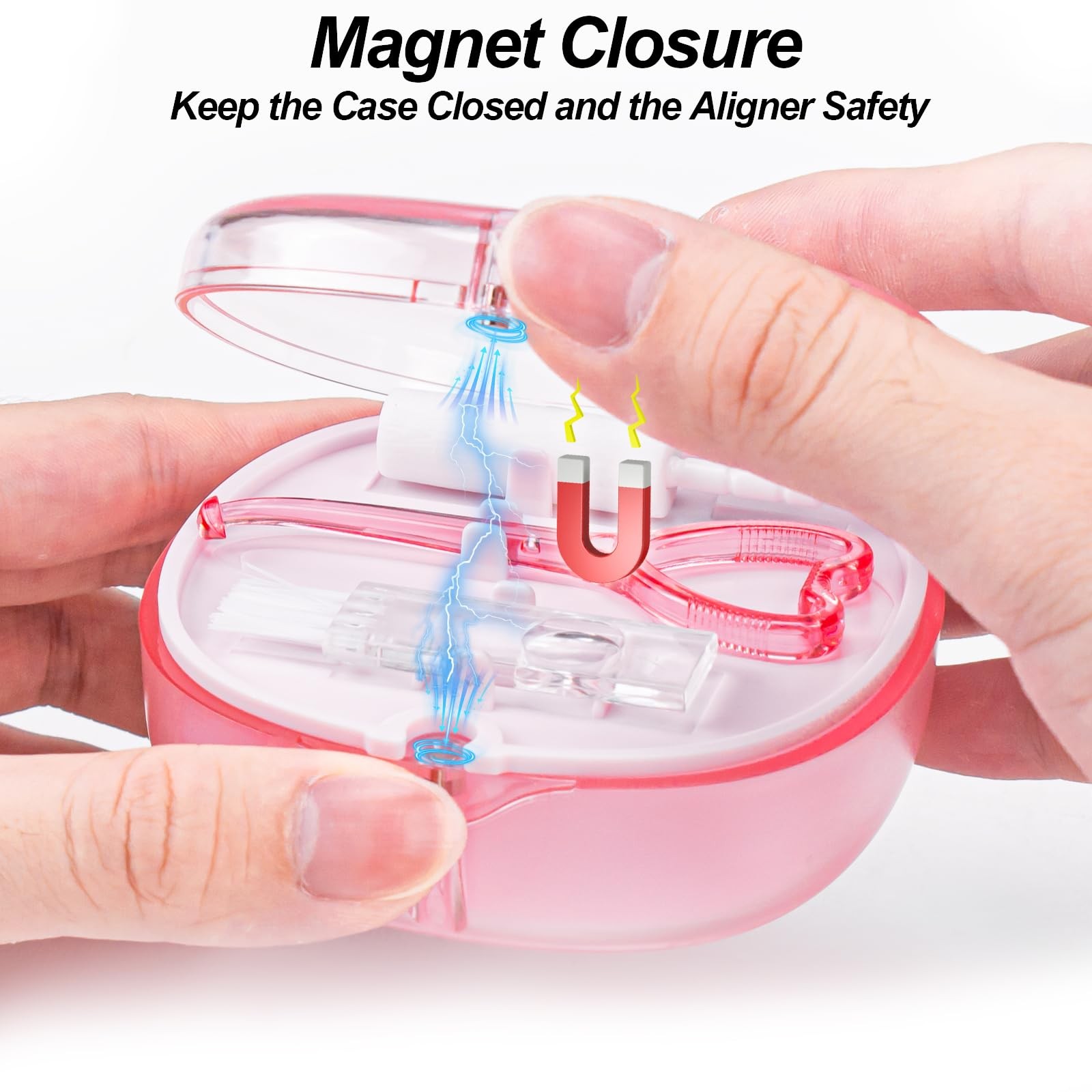 Pink Aligner and Retainer Case Double-layer Cute Slim Braces Transparent