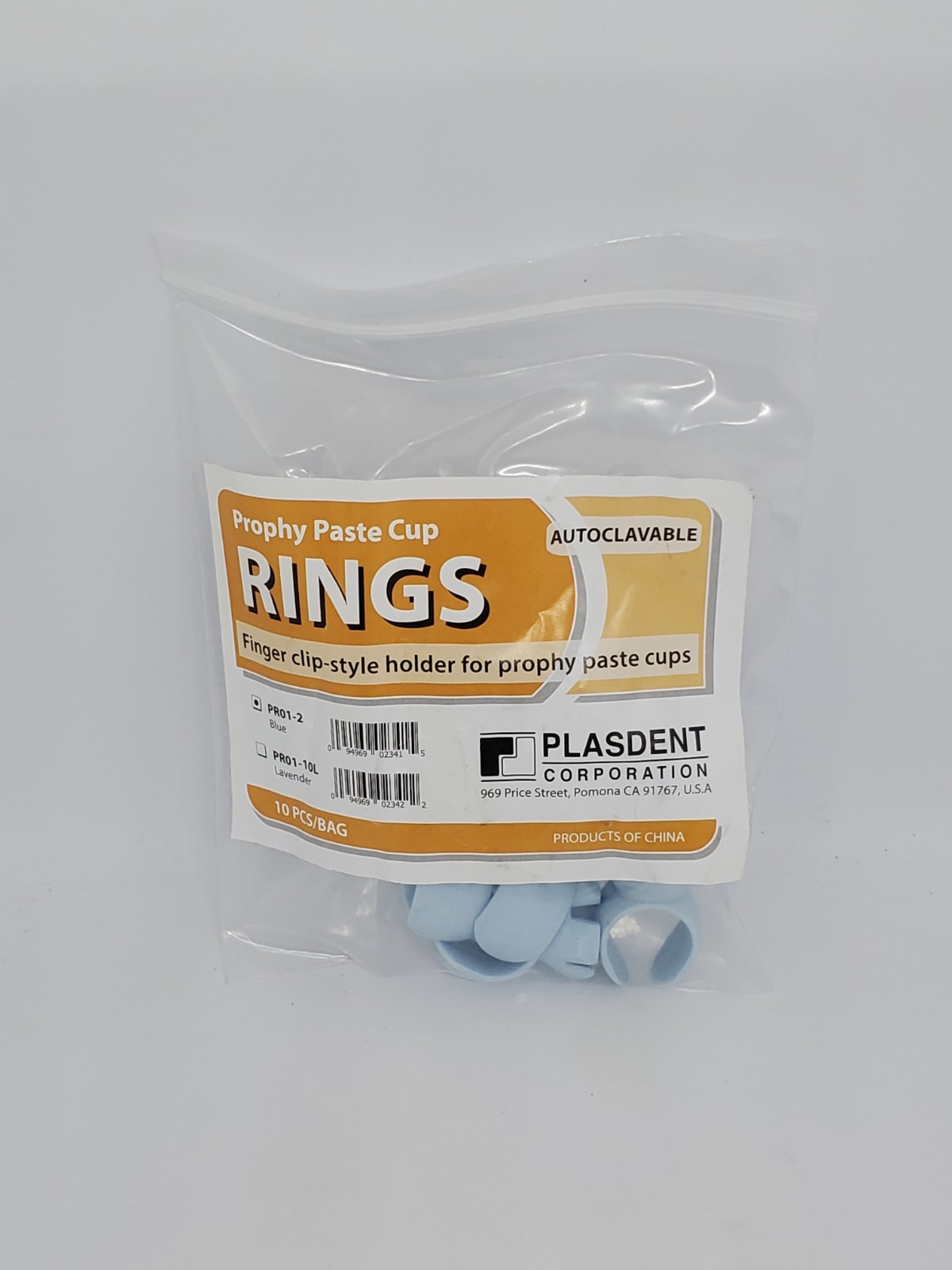 Dental Prophy Paste Cup Plastic Rings Fingerhold Autoclavable 10pcs/Bg BLUE