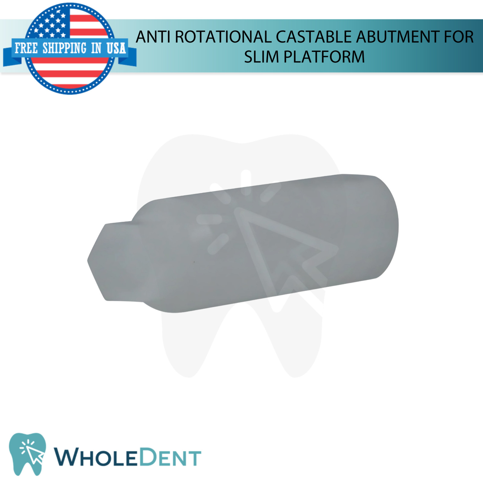 5x Anti Rotational Castable Dental Prosthetic Ø3.0mm Slim Platform Int Hex 2.0mm