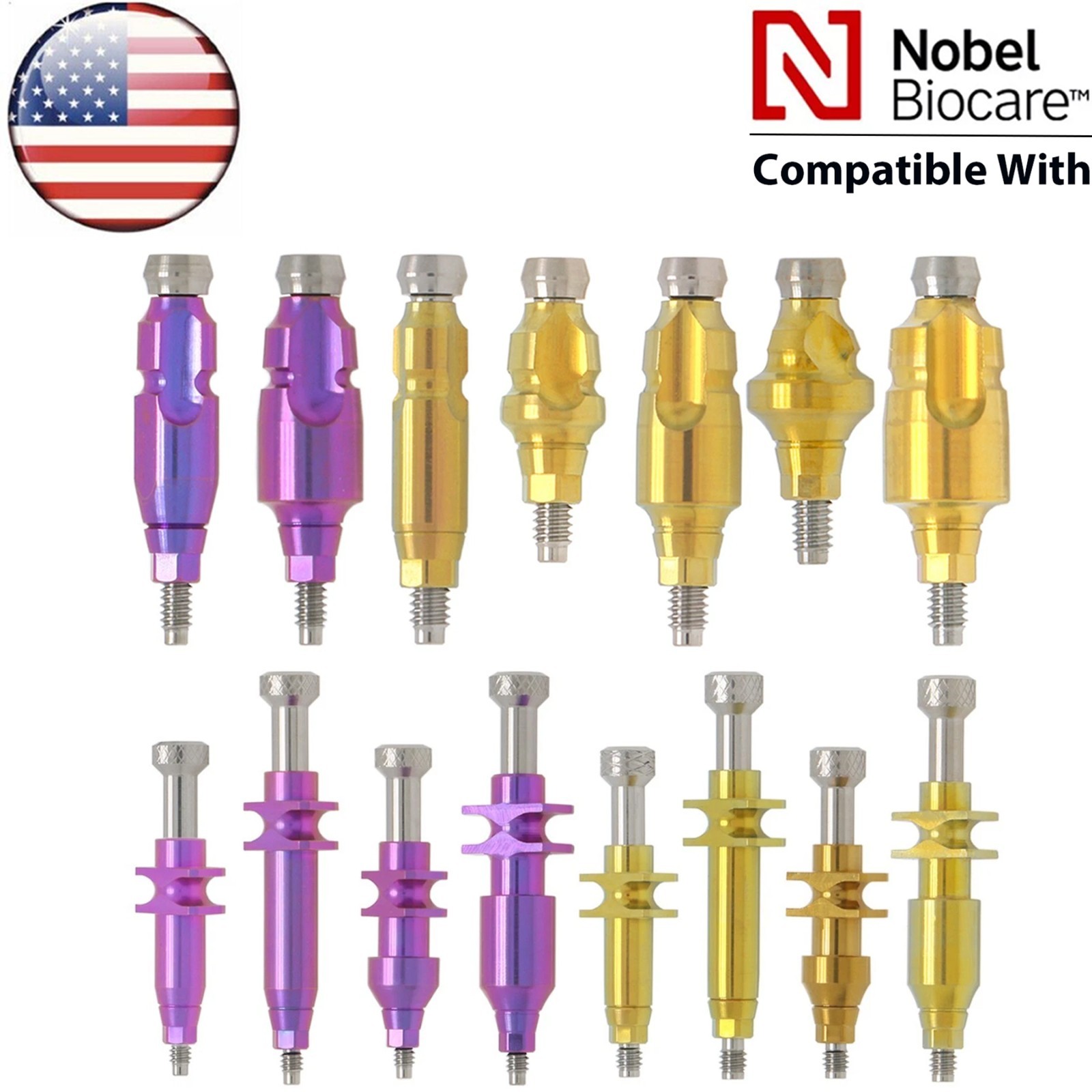 US Fits Nobel Active Healing Cap Abutment Transfer Coping Open Closed Tray NP/RP