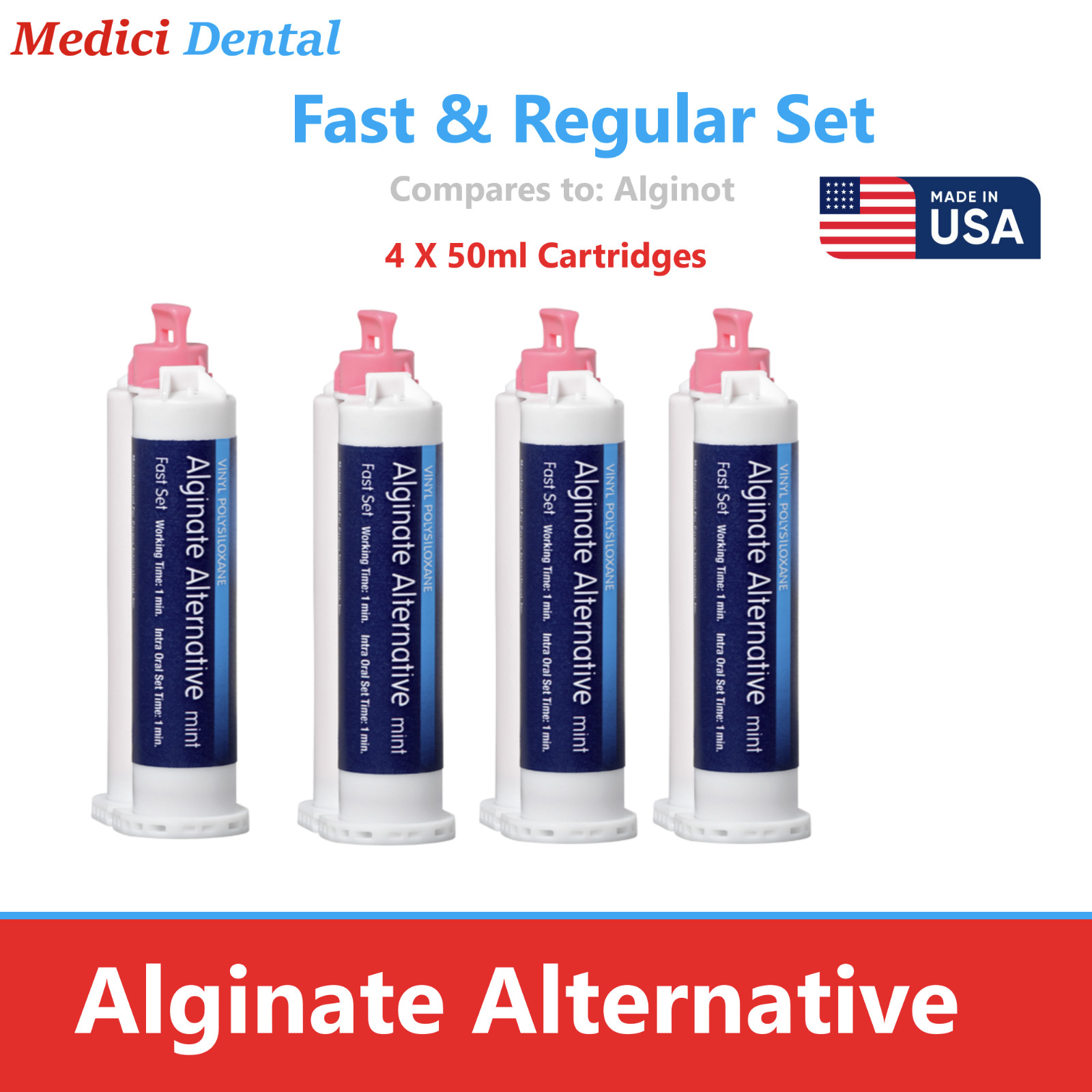 Alginate Substitute Alternative 8 x 50mL or 4 Cartridges, Regular Set – 9010 USA