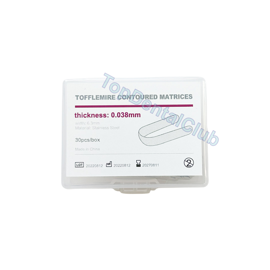 0.038mm Dental Tofflemire Contoured Matrices Stainless Steel Matrix Bands Steel