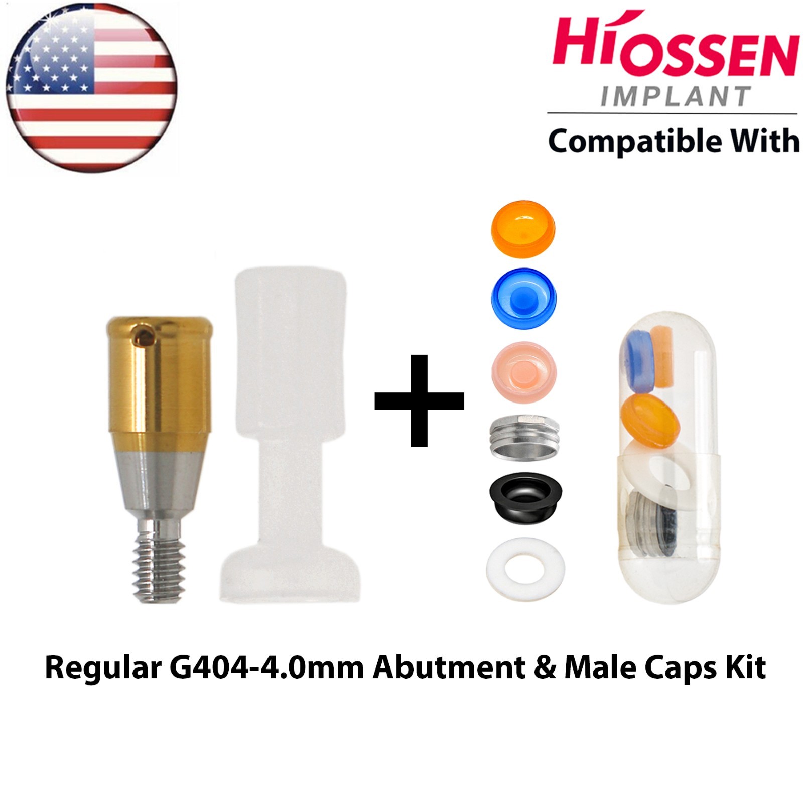 US For Hiossen ET Dental Overdenture Locator Attachment Regular & Male Caps Kit