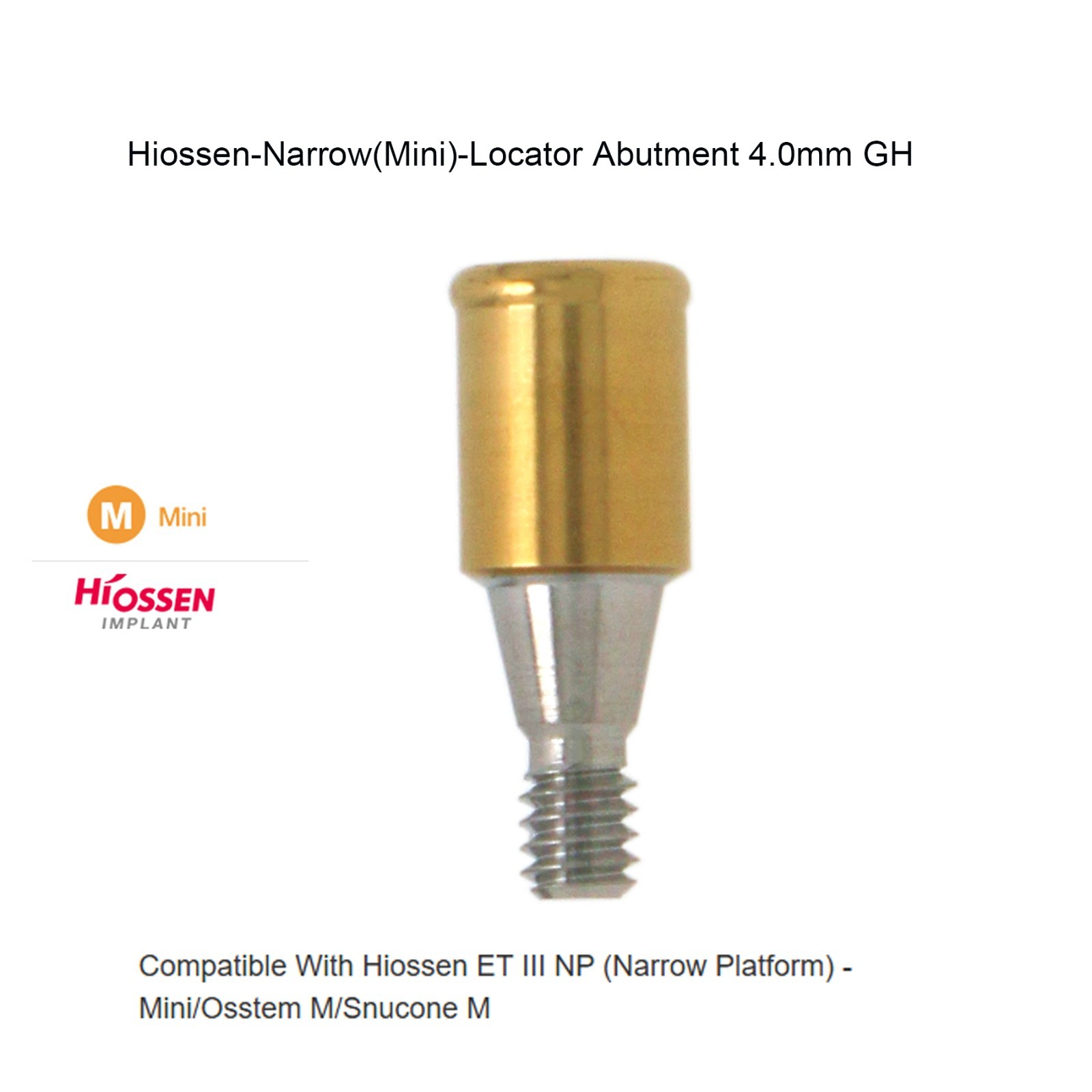 Locator Abutment fits 1-6.0mm HIOSSEN ET II/III SA Fixture Mini 3.5mm Platform