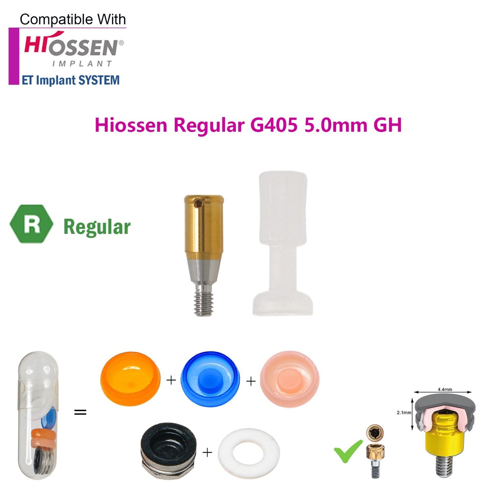 Dental Locator Overdenture Abutment Male Cap Inserts fit HIOSSEN Osstem Regular