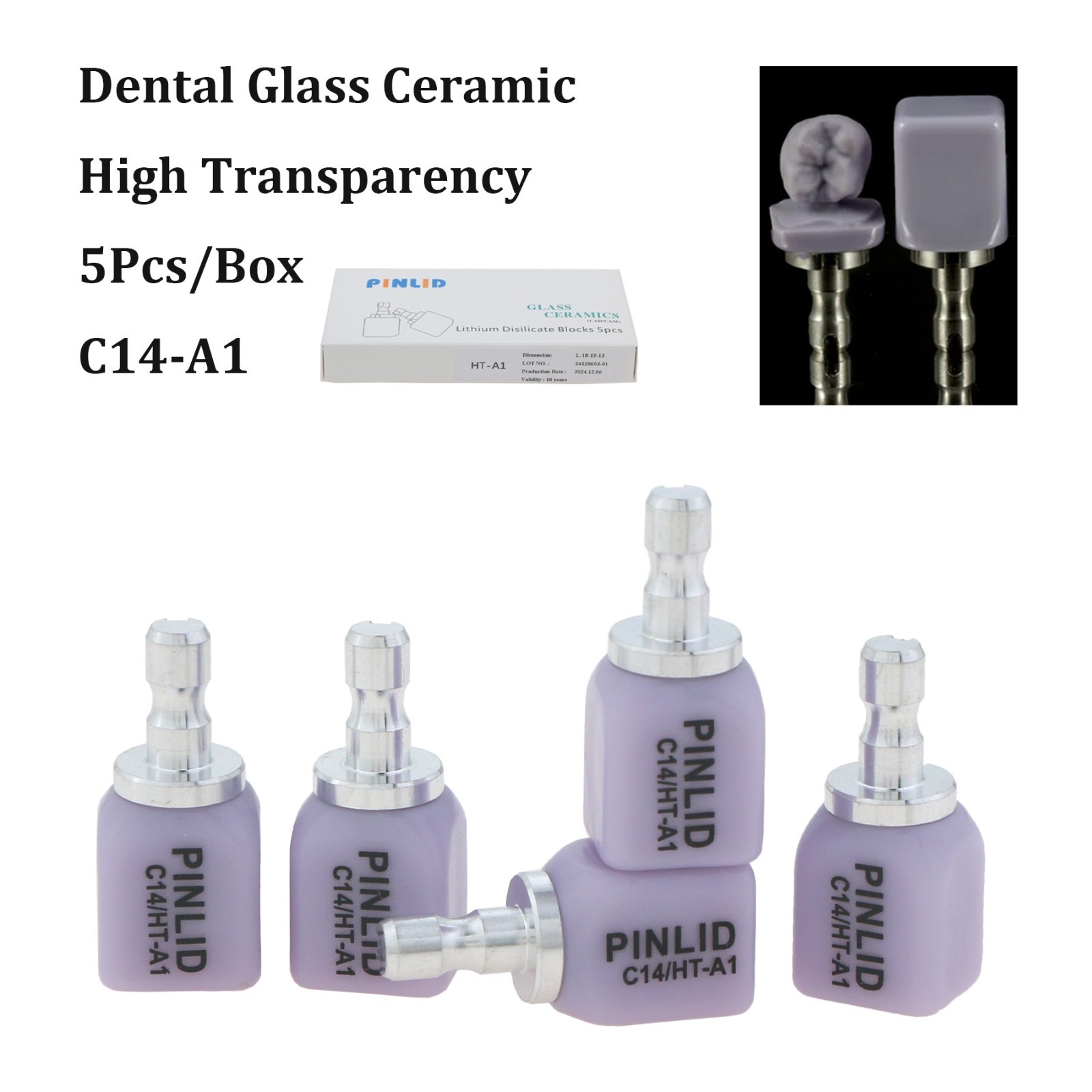 Dental Emax CAD/CAM Cerec Blocks Glass Ceramic Lithium Dislicate Block HT/LT C14