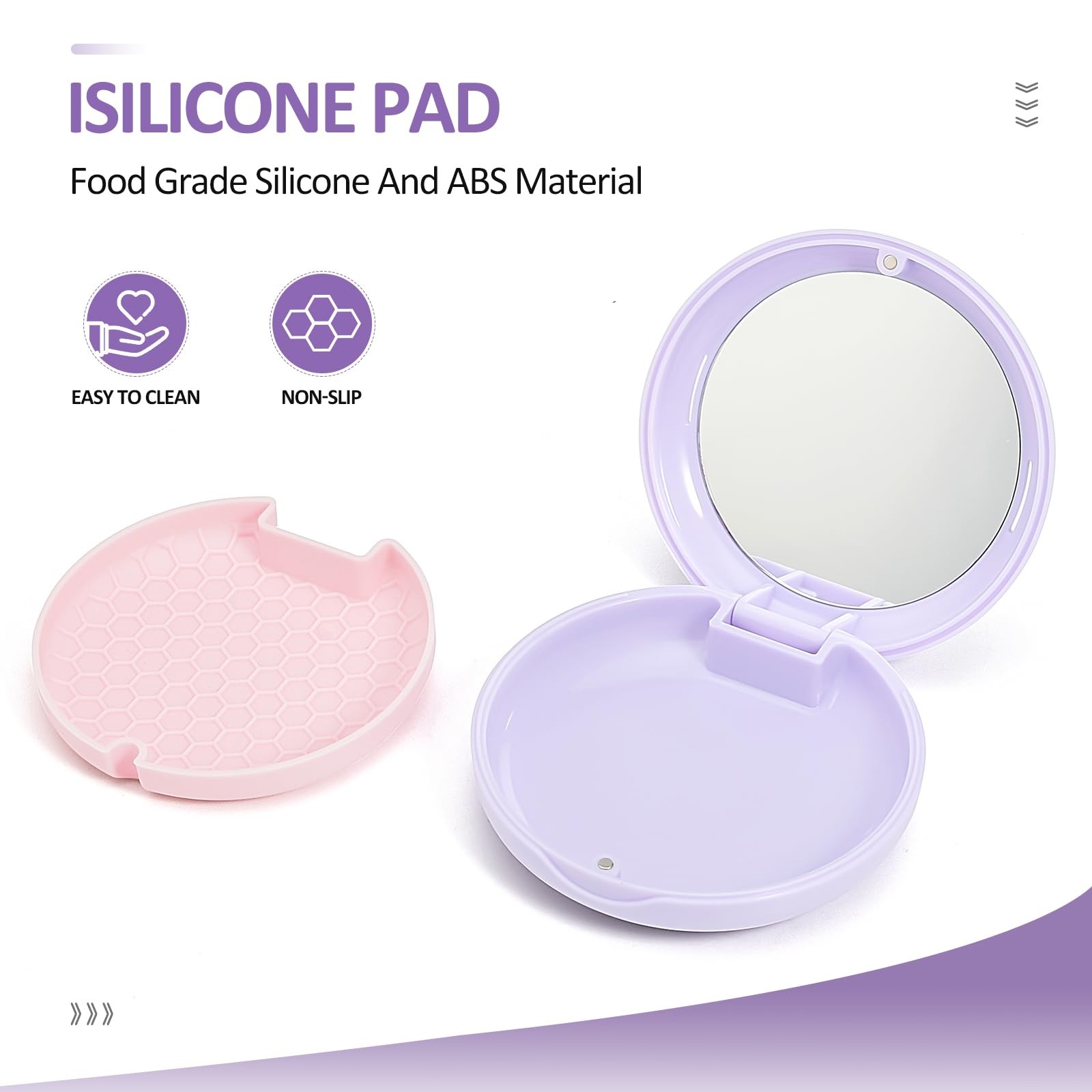 Gaboolo Retainer Case with Mirror,Slim Aligner 3.46×3.46×1.14 Inch, Purple