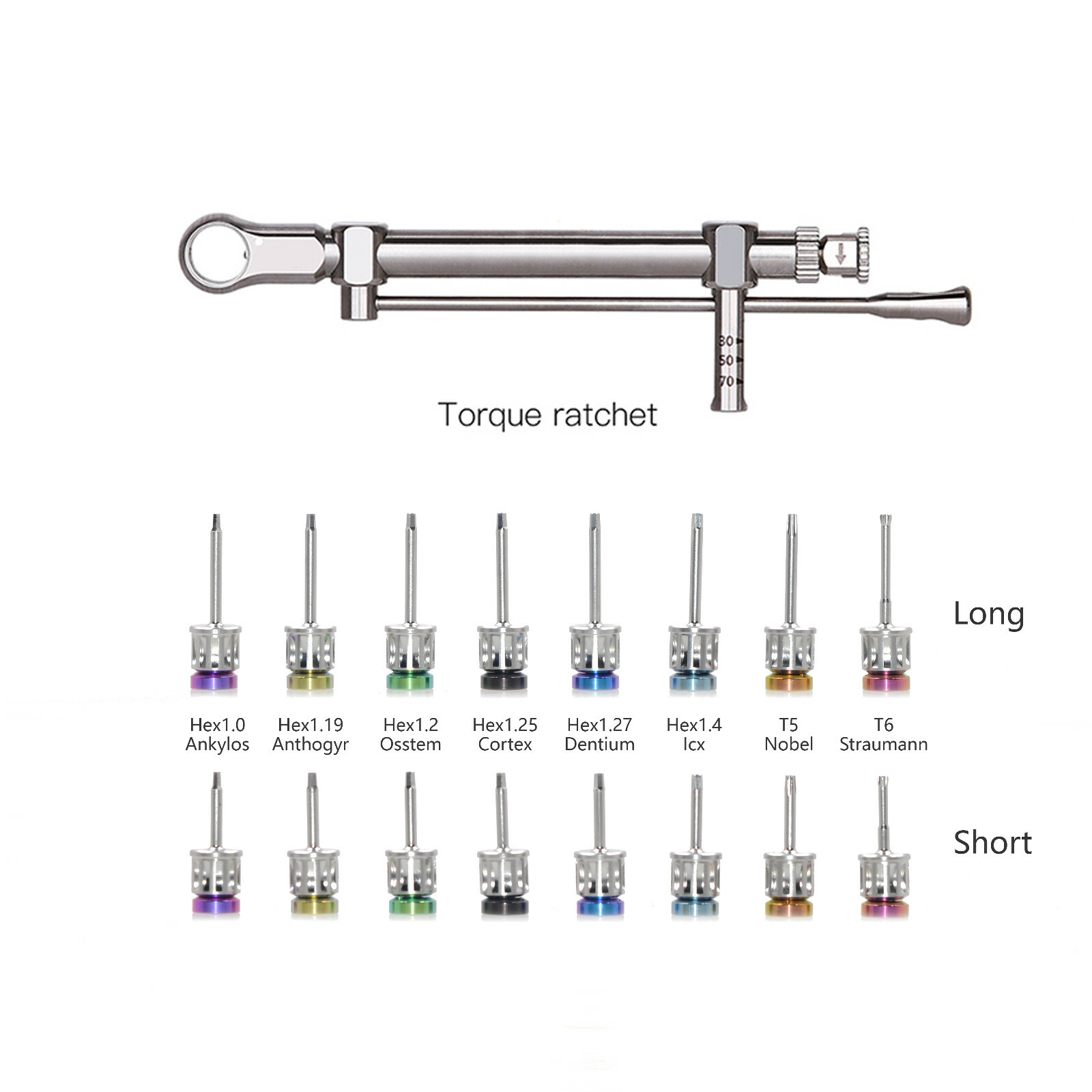 Dental Implant Prosthetic Wrench Ratchet 10-70NCM with 16Pcs Screwdriver Repair