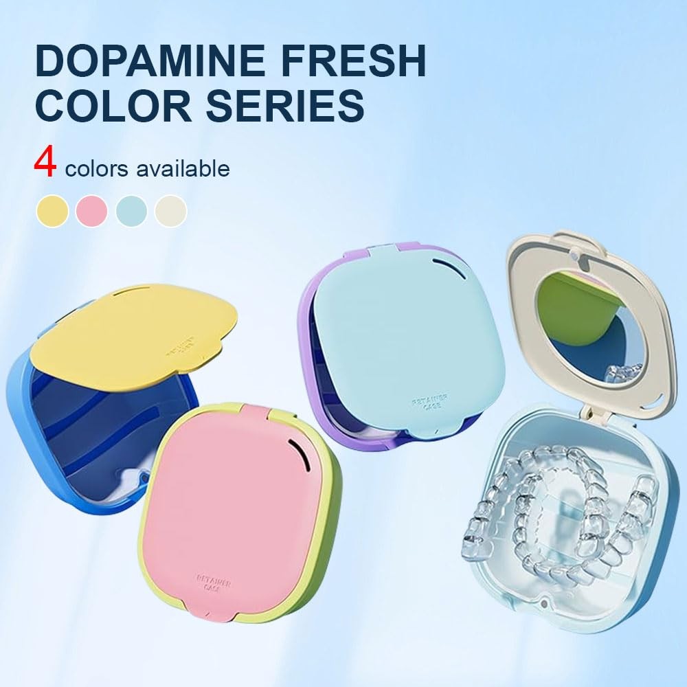 SENLIN DENTAL 2pcs Orthodontic Retainer Case with Mirror Vent Holes, Slim AD