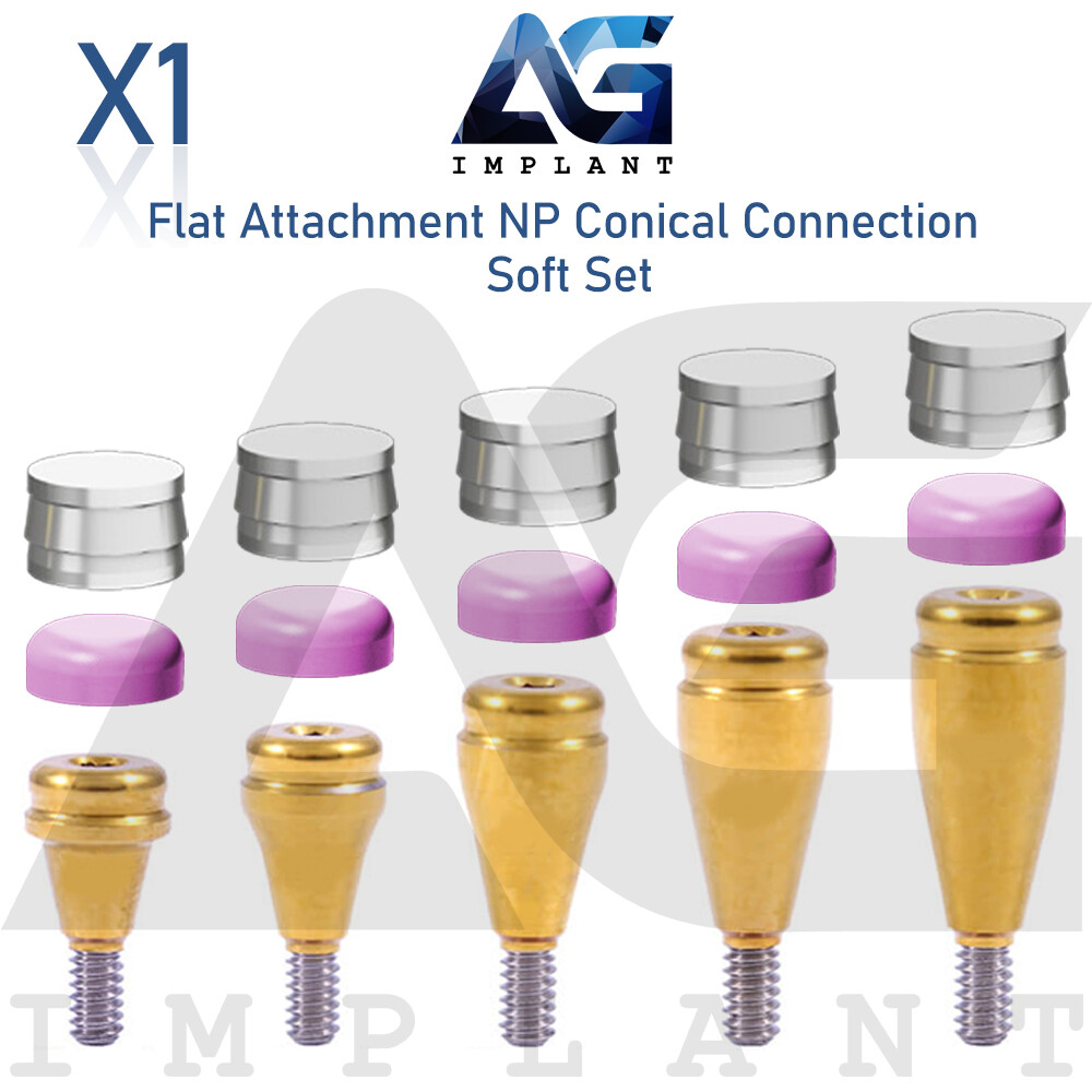 Flat Attachment Abutment Soft Silicone Set NP Conical Connection