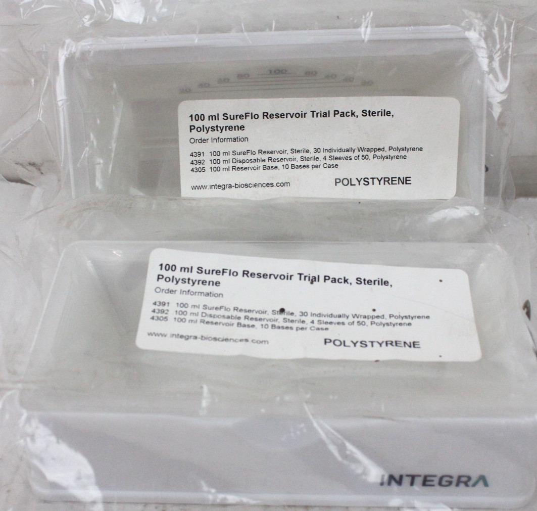 2 New Integra 100 ML Sureflo Reservoir Trial Pack Sterile Polystyrene Sealed
