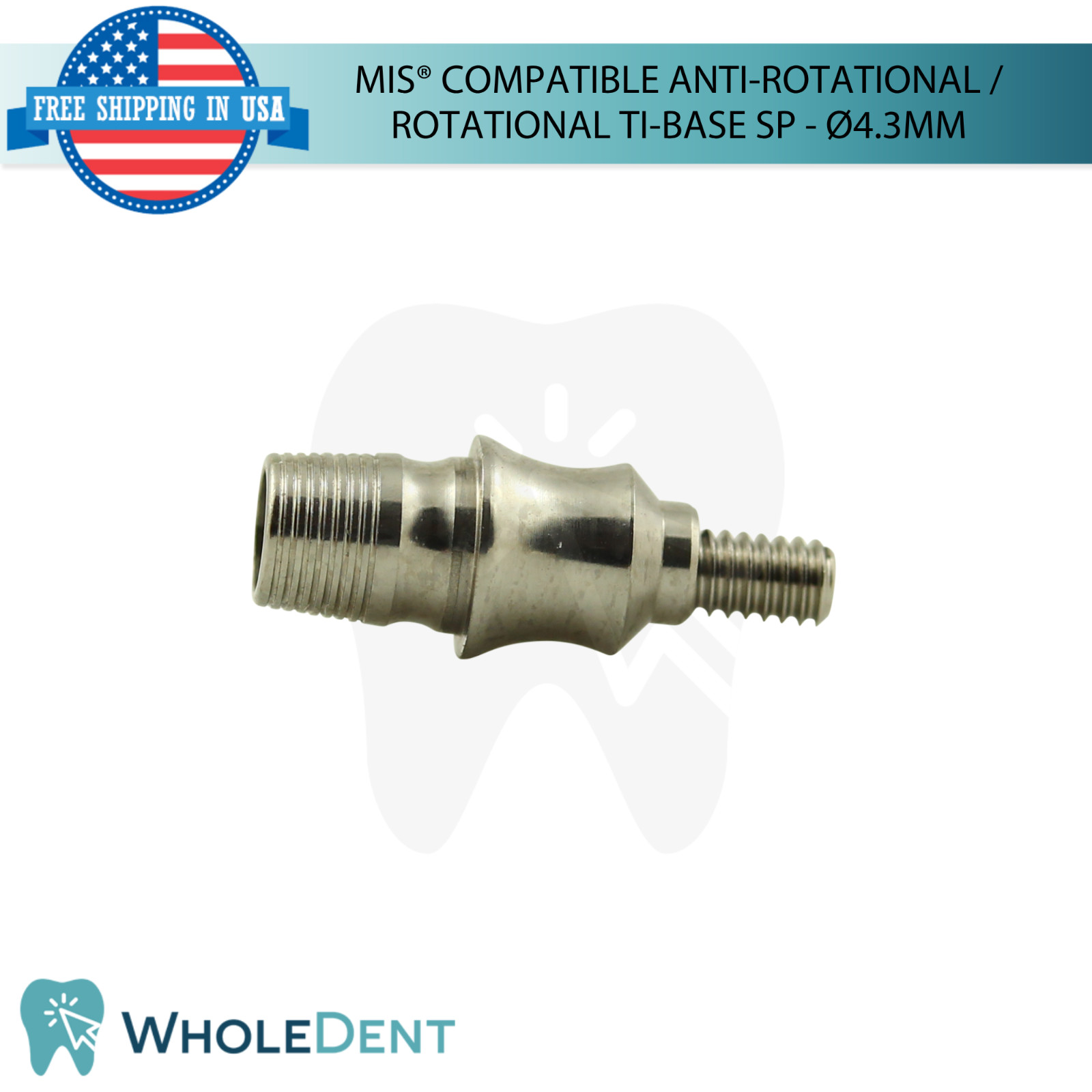 5x Dental Anti-Rotational / Rotational MIS® Compatible Tibase SP Ø4.3mm Int Hex