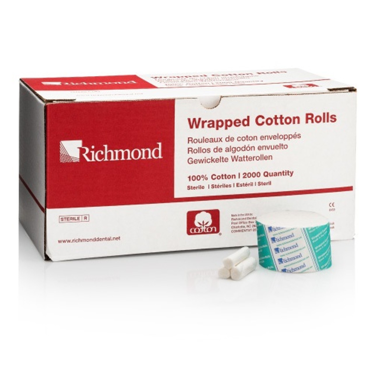 Richmond Dental 200406 Cotton Rolls Wrapped 1.5″ X 3/8″ Medium Sterile 2000/Bx
