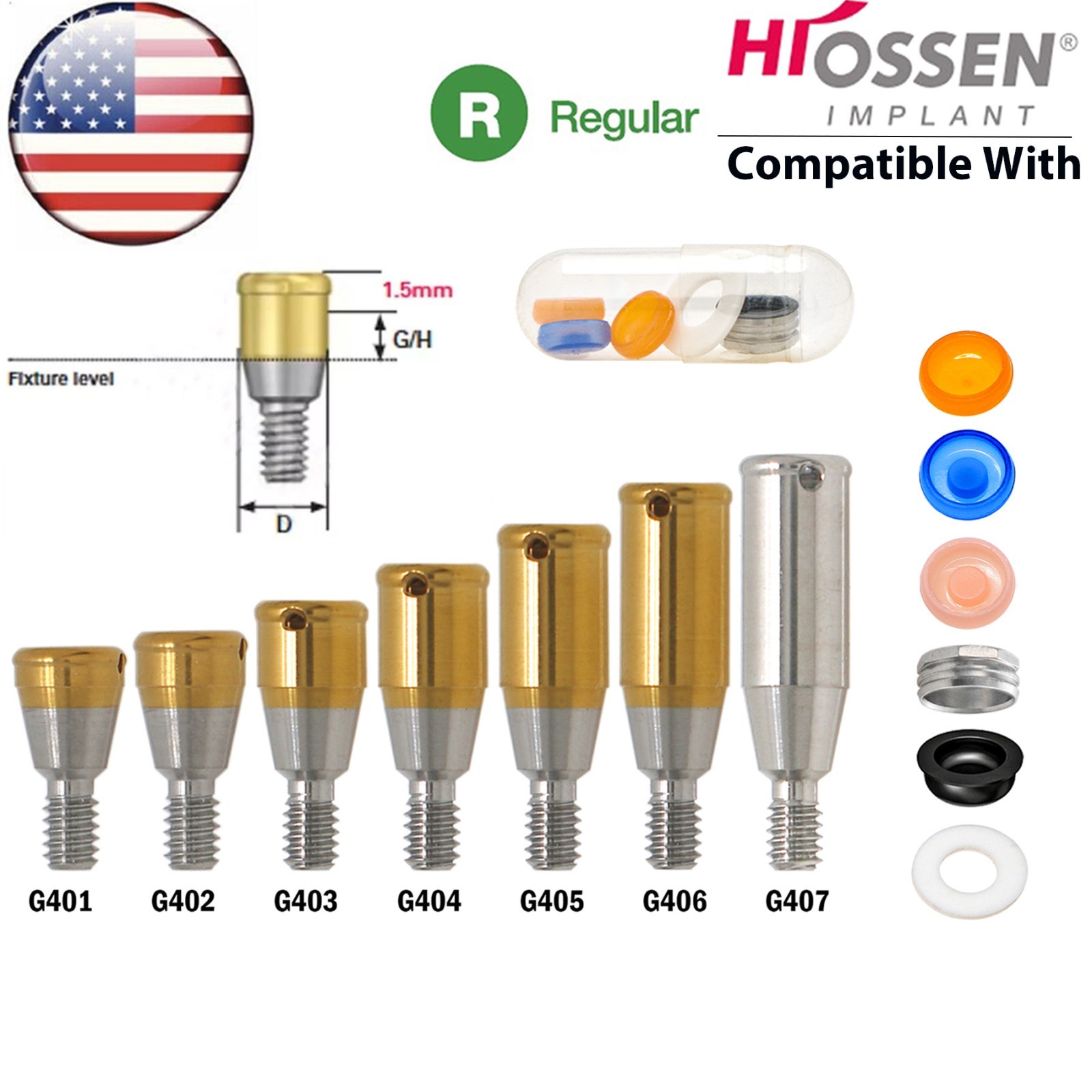 US Overdenture Locator Ti Abutment Fit Zest Retention Caps Hiossen Nobel Zimmer
