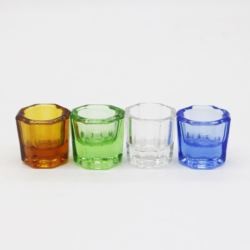 4pcs Dental Glass Dappen Dishes Tiny Mixing Bowls Octagonal Cup 4 colors