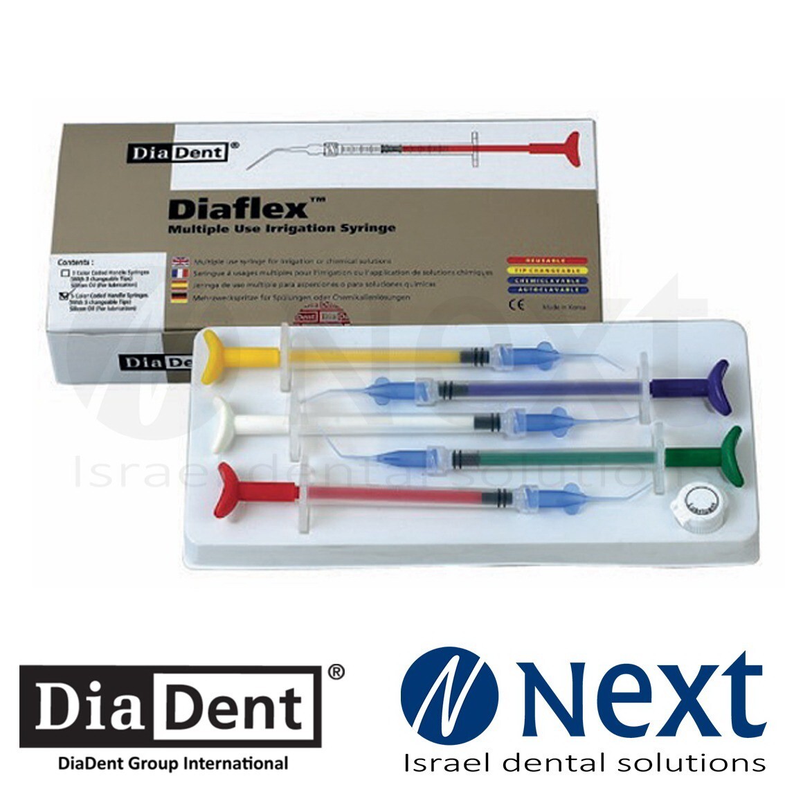 Dental DiaFlex DiaDent Multiple Use Irrigation Syringe 5 pcs made in Korea