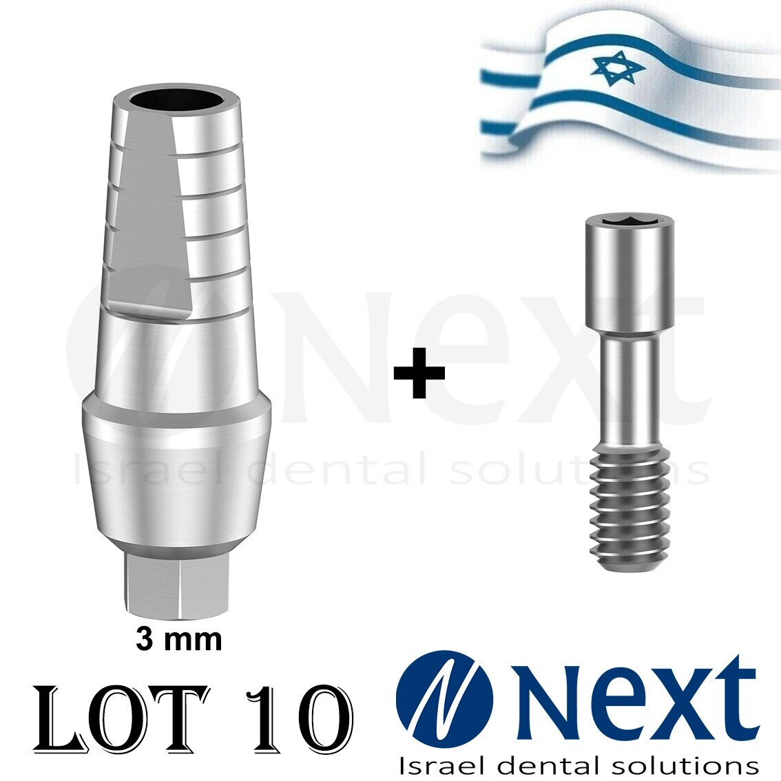 Lot x 10 Straight Titanium Abutment hex 2.42 shoulder screw 3 mm