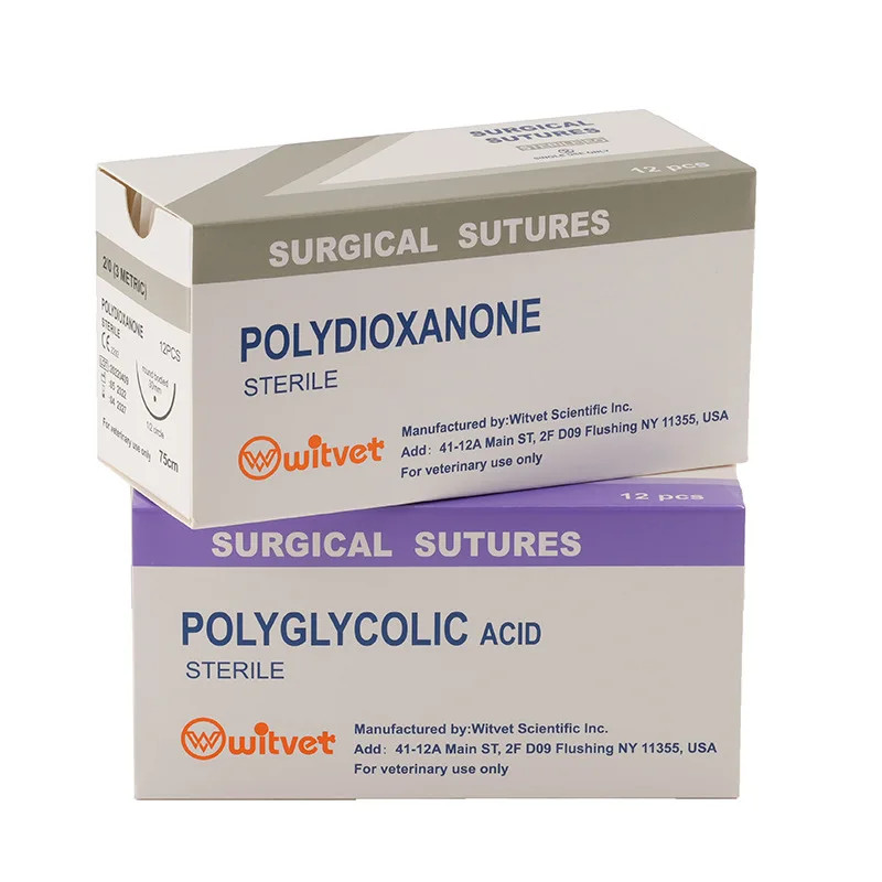 12Pcs Polyglycolic Acid Absorbable Suture PGA 75CM Veterianary Surgical Tools Me