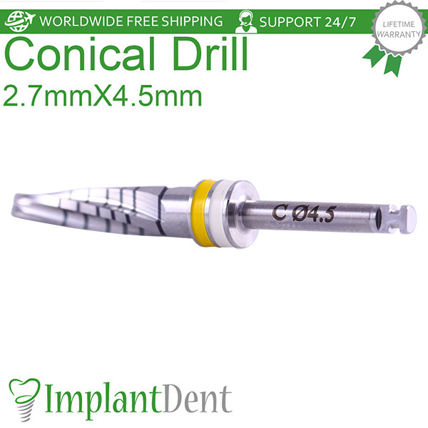 Dental Conical Drills 16mm External Irrigated 2.7mmX4.5mm Stainless Steel Tool