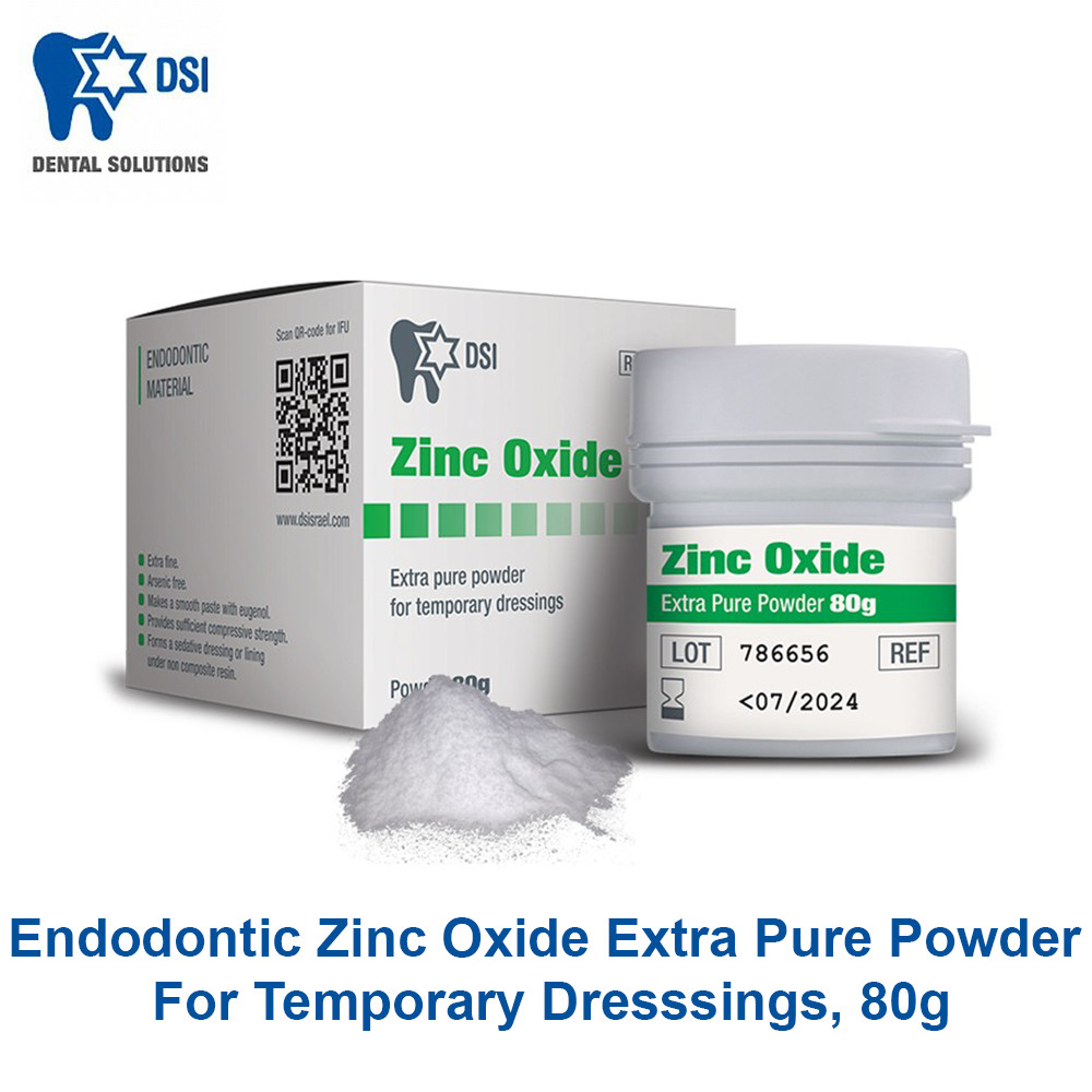 Dental DSI Endodontic Zinc Oxide Extra Pure Powder For Temporary Dresssings, 80g