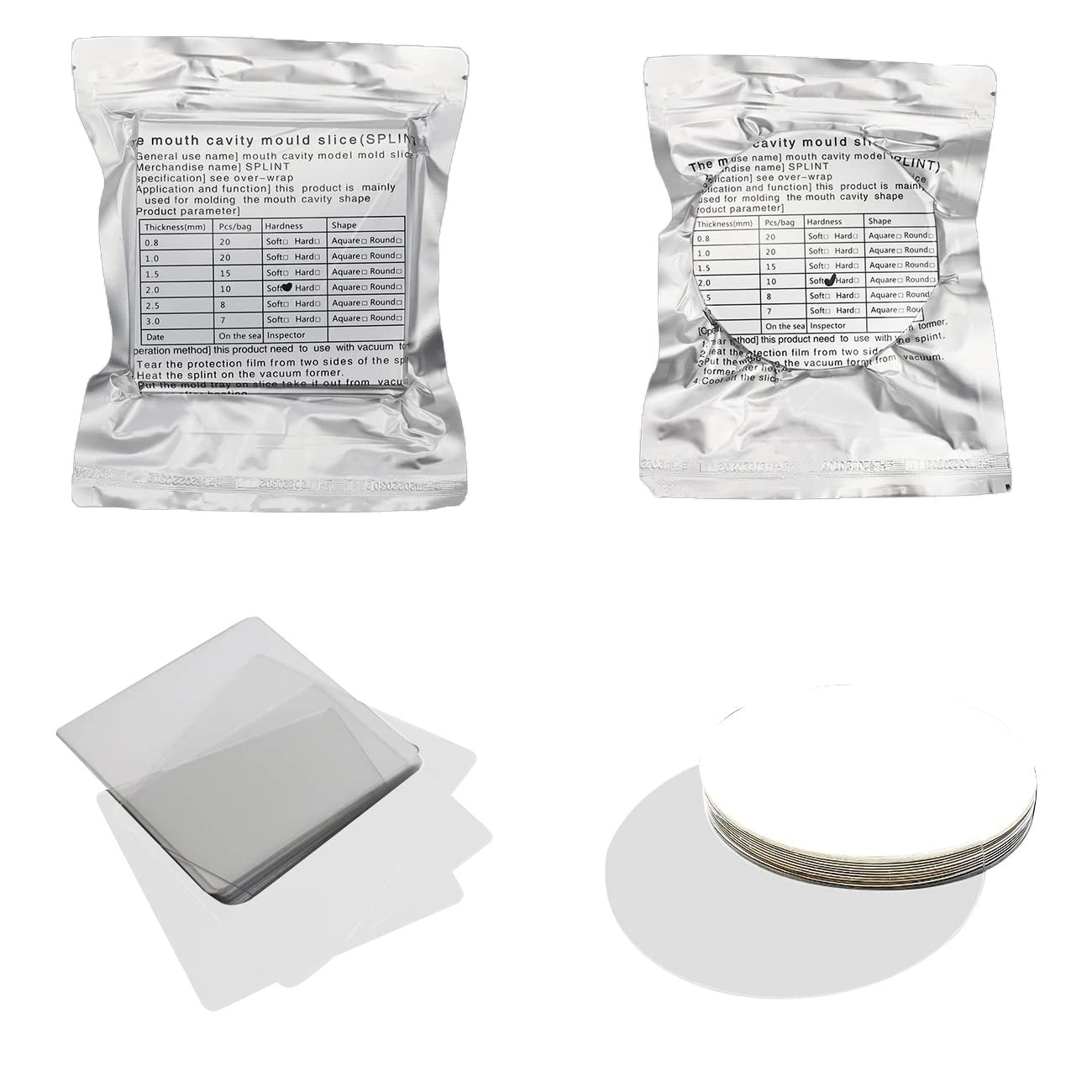 Lab Orthodontic Splint Retainer Slice Vacuum Forming Sheet 1.0mm Hard Round