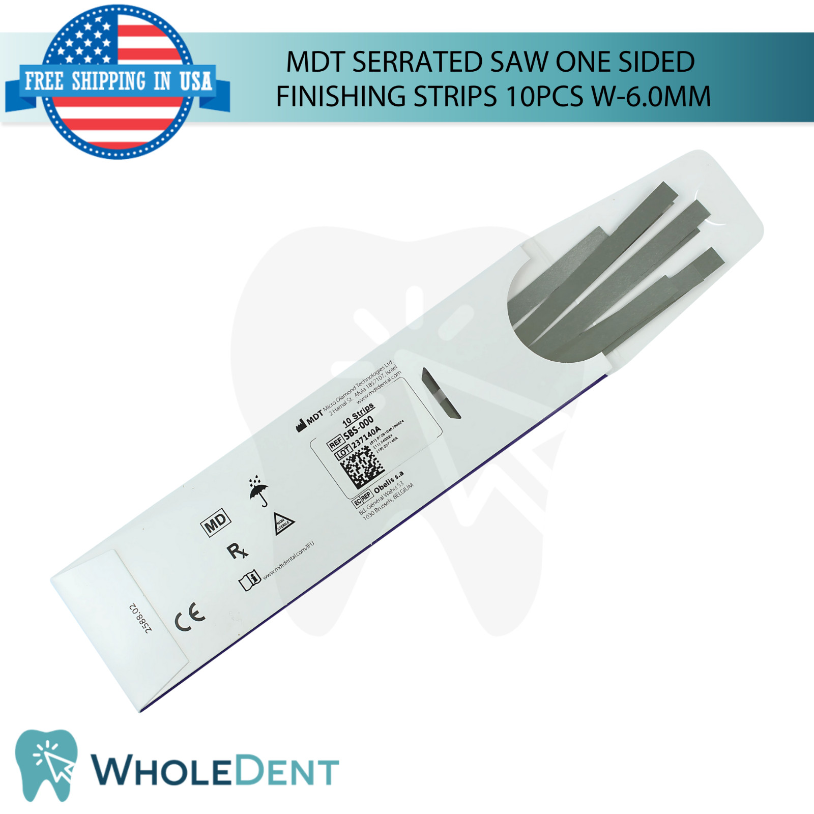 10pcs Dental MDT Serrated Saw One Sided Finishing Strips W6.0mm Contouring