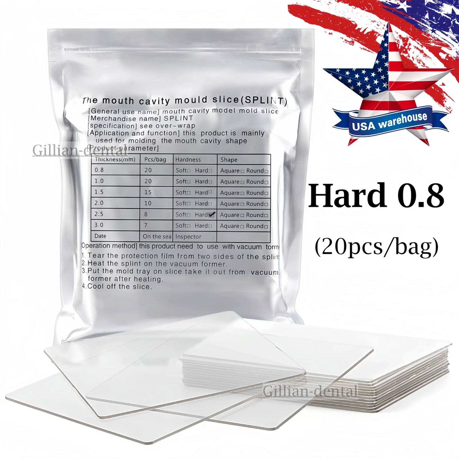 Hard 0.8 Dental Ortho Splint Retainer Vacuum Forming Sheet Thermoforming Sheets