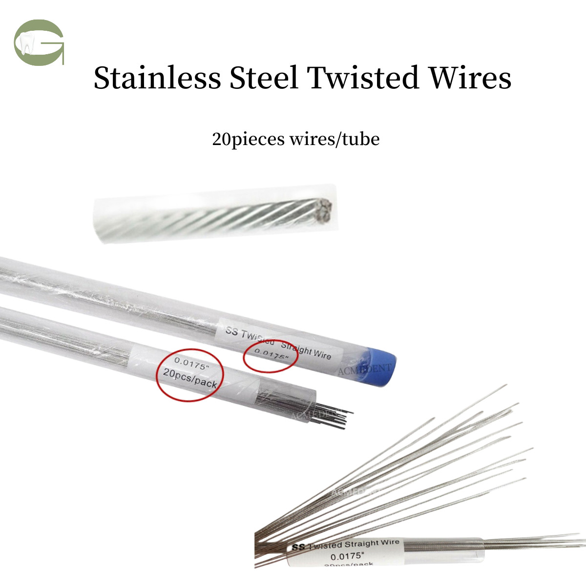 Dental 0.0175 Twist Wire Orthodontic Straight Twisted Wires SS Lingual Retainer
