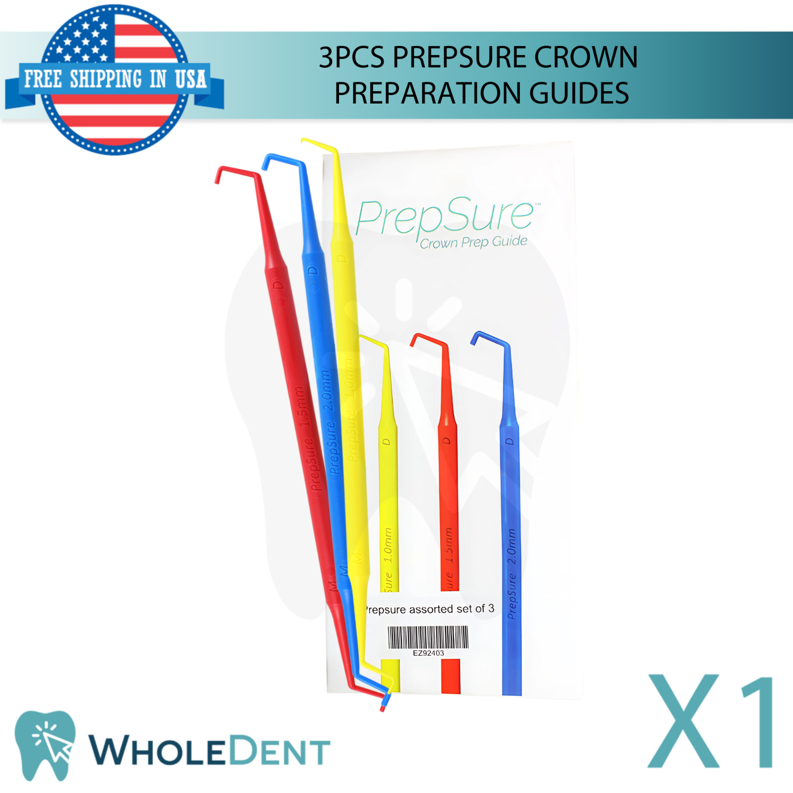 PrepSure Crown Preparation Guides 3pcs Accurate Dental Evaluation Lab Supply
