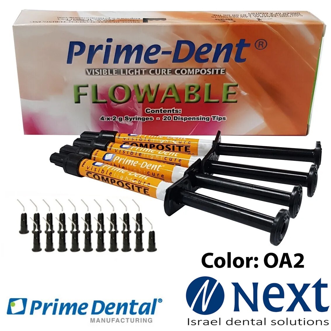 Prime dent visible light cure flow flowable composite Opaque A2 USA