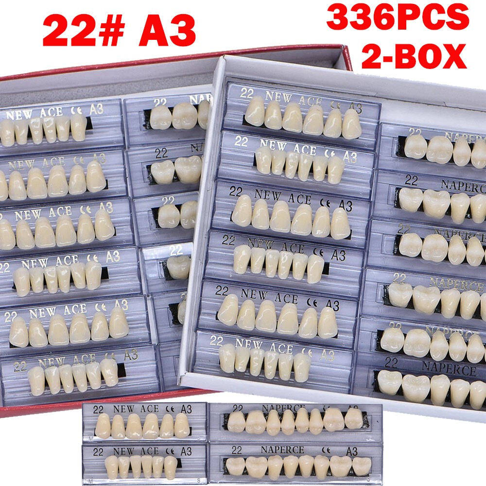 336Pc Dental Acrylic Resin Denture 22#A3 Full Set Teeth Upper Lower Shade Tooth