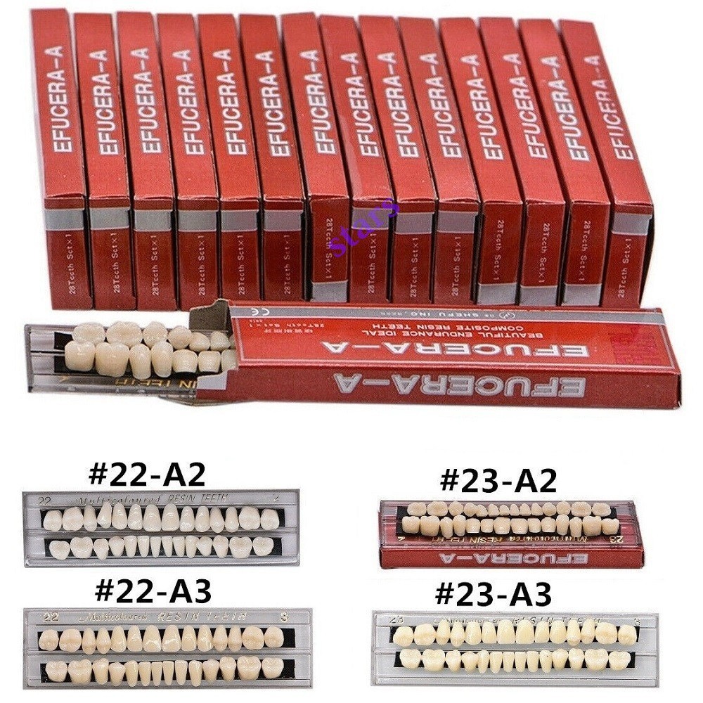 2 Sets Dental Acrylic Denture Resin #22 #23 Shade A2 A3 False Teeth Full Set U+L