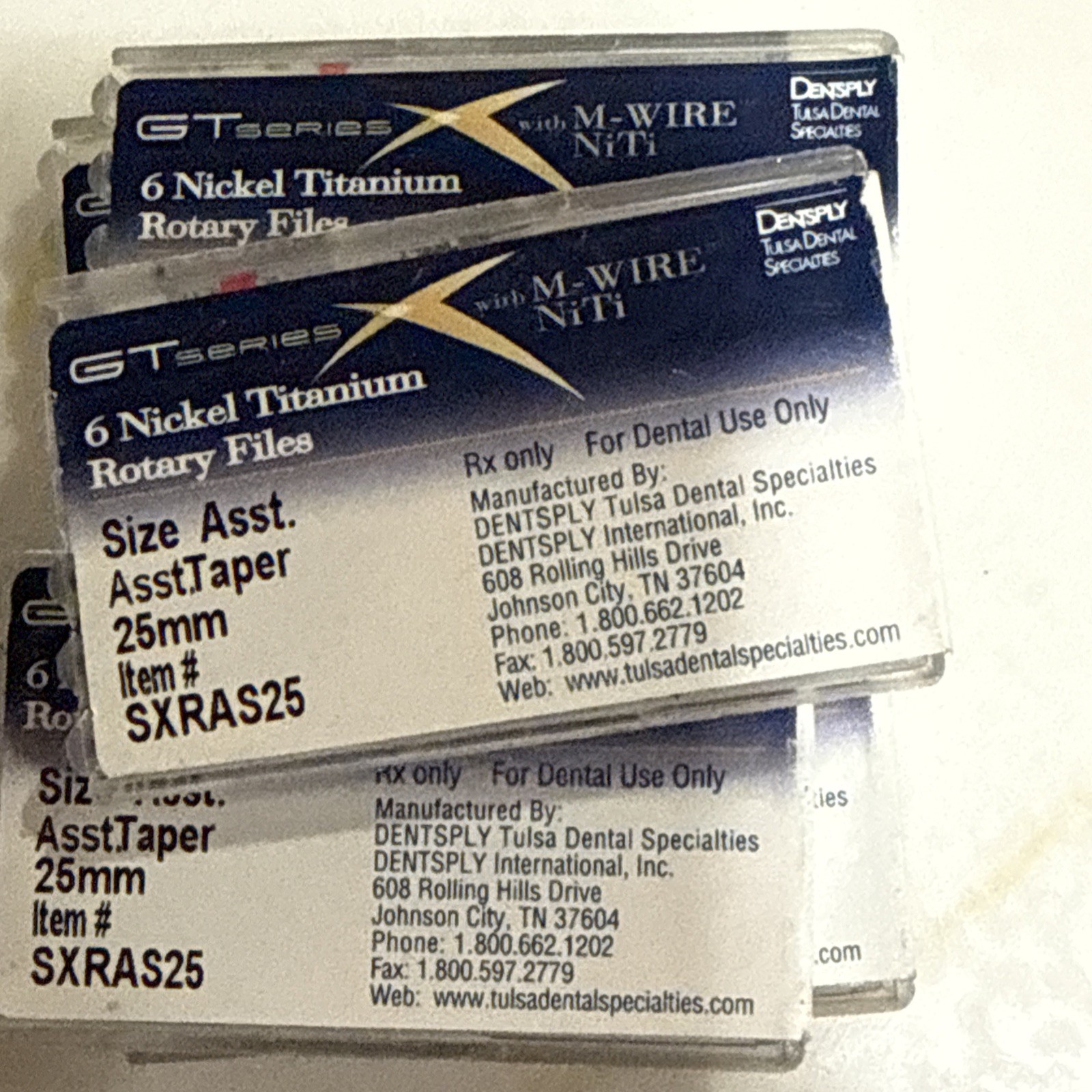 Dentsply GT Nickel Titanium Rotary Files 25mm -SXRAS25-6