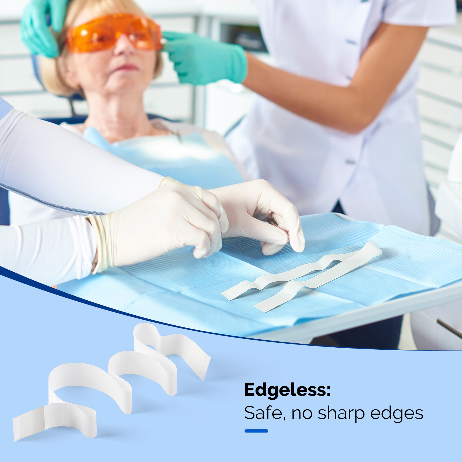 JMU Disposable Dental Bib Holders 2cm x 45cm Stretchable Self-adhesive Straps